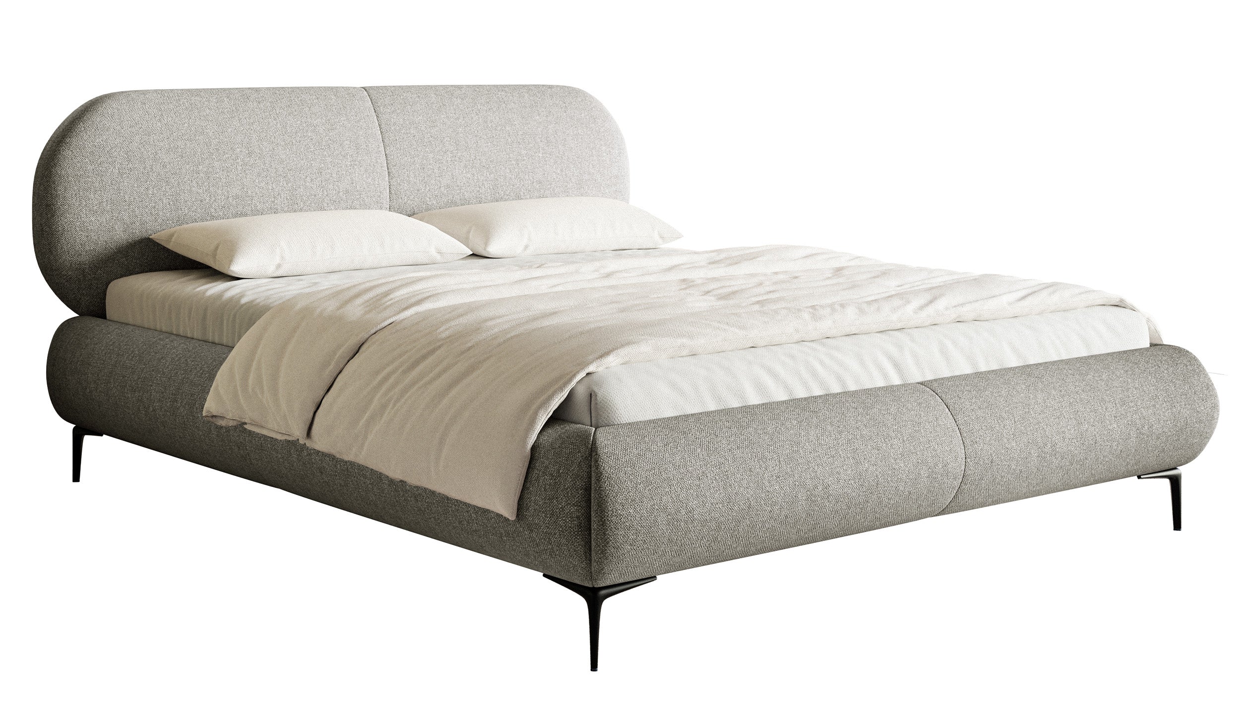 selsey-ovalle-polsterbett-160x200-cm-grau-geflecht-wasserabweisend-schwarze-bein image 1