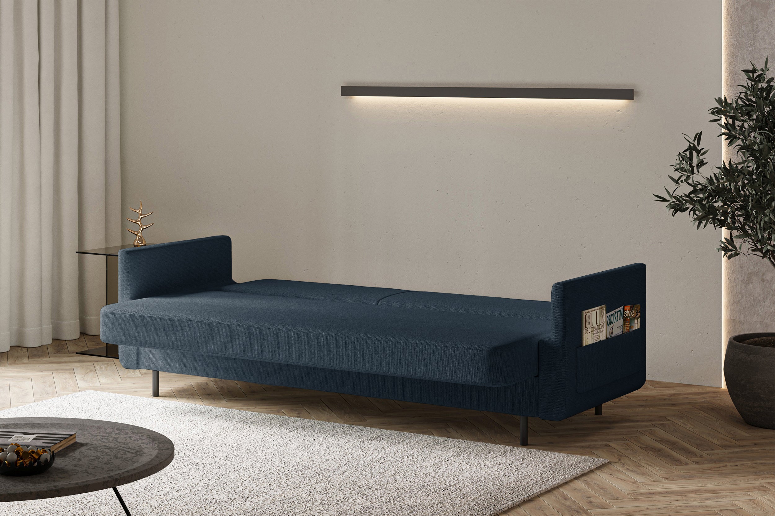 selsey-ovelio-dreisitziges-ausklappbares-sofa-mit-seitentasche-marineblauer-chen image 3