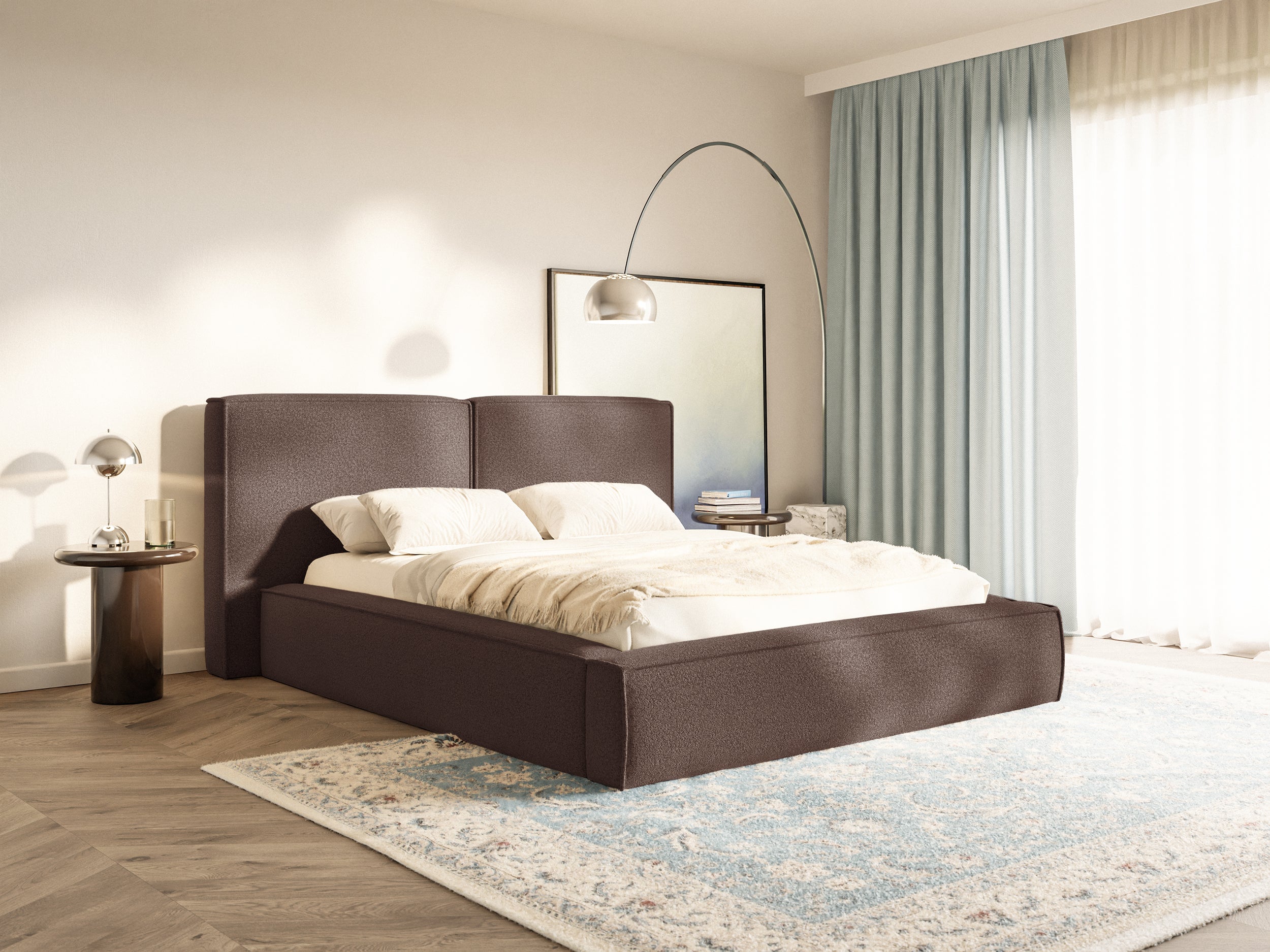 selsey-tilves-gepolstertes-bett-160x200-cm-mit-stauraum-braunes-boucl image 2