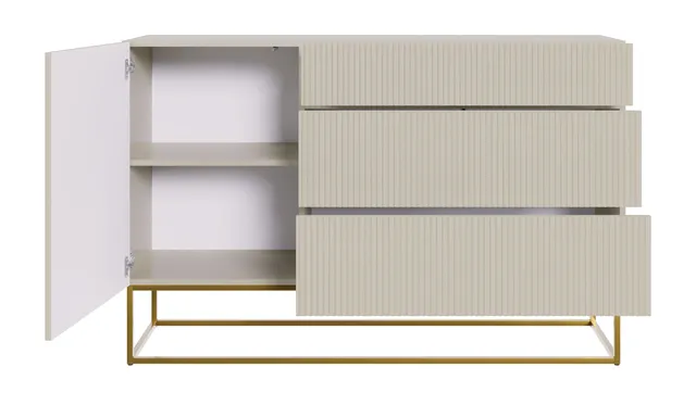 selsey-veldio-kommode-140-cm-grau-beige-mit-goldenen-beinen-1-t-r-3-schubladen-g image 1