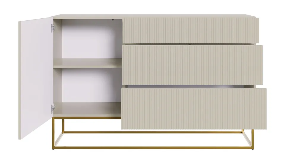 selsey-veldio-kommode-140-cm-grau-beige-mit-goldenen-beinen-1-t-r-3-schubladen-g image 1