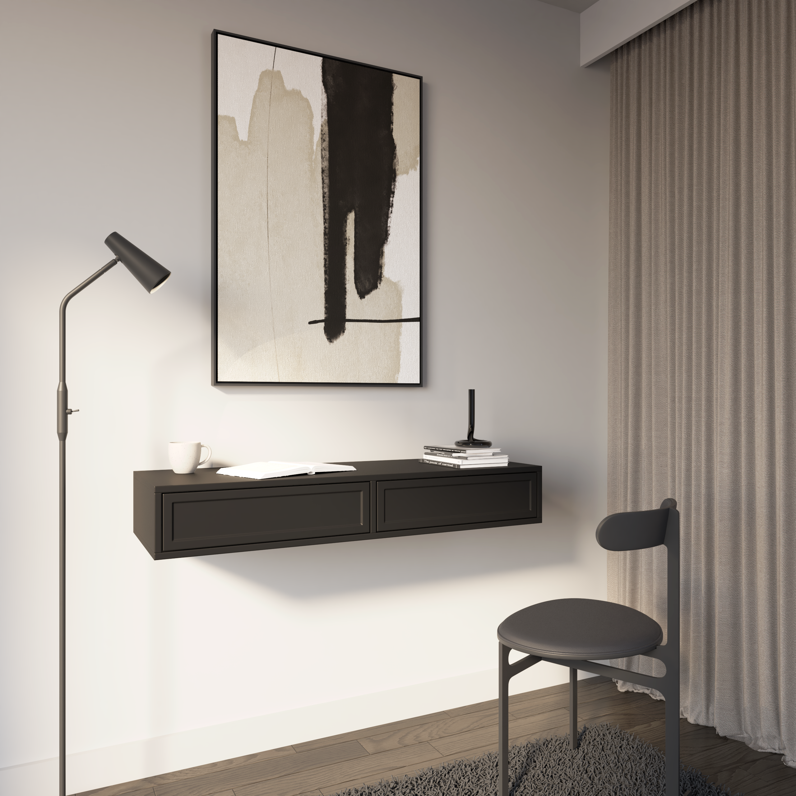 selsey-velveto-toilettentisch-schminktisch-mit-zwei-schubladen-110-cm-schwarz image 4