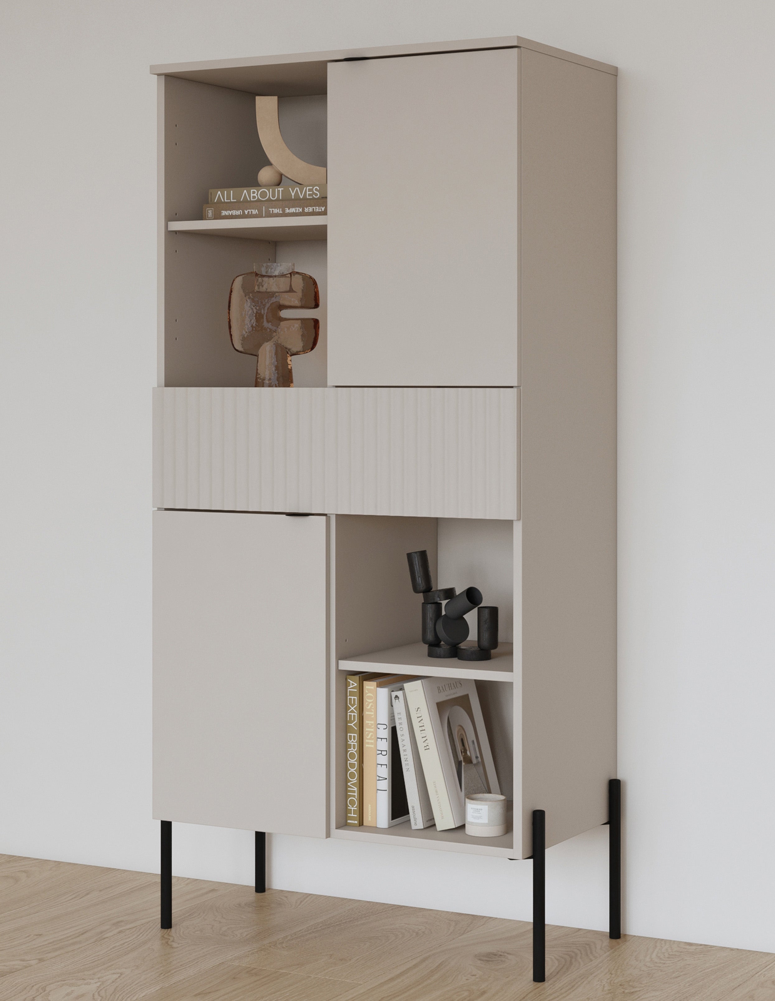 selsey-ore-zweit-riges-regal-70-cm-kaschmir-mit-schublade-und-geriffelter-front image 7