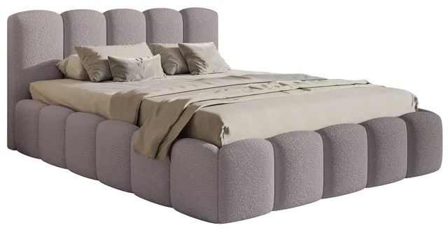 selsey-cloudy-ii-gepolstertes-bett-140x200-cm-grau-braun-boucl-mit-stauraum-und- image 1