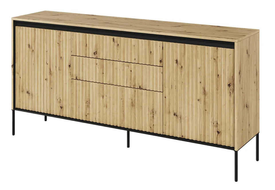 selsey-trend-kommode-166-cm-mit-2-t-ren-und-3-led-schubladen-artisan-eiche image 1