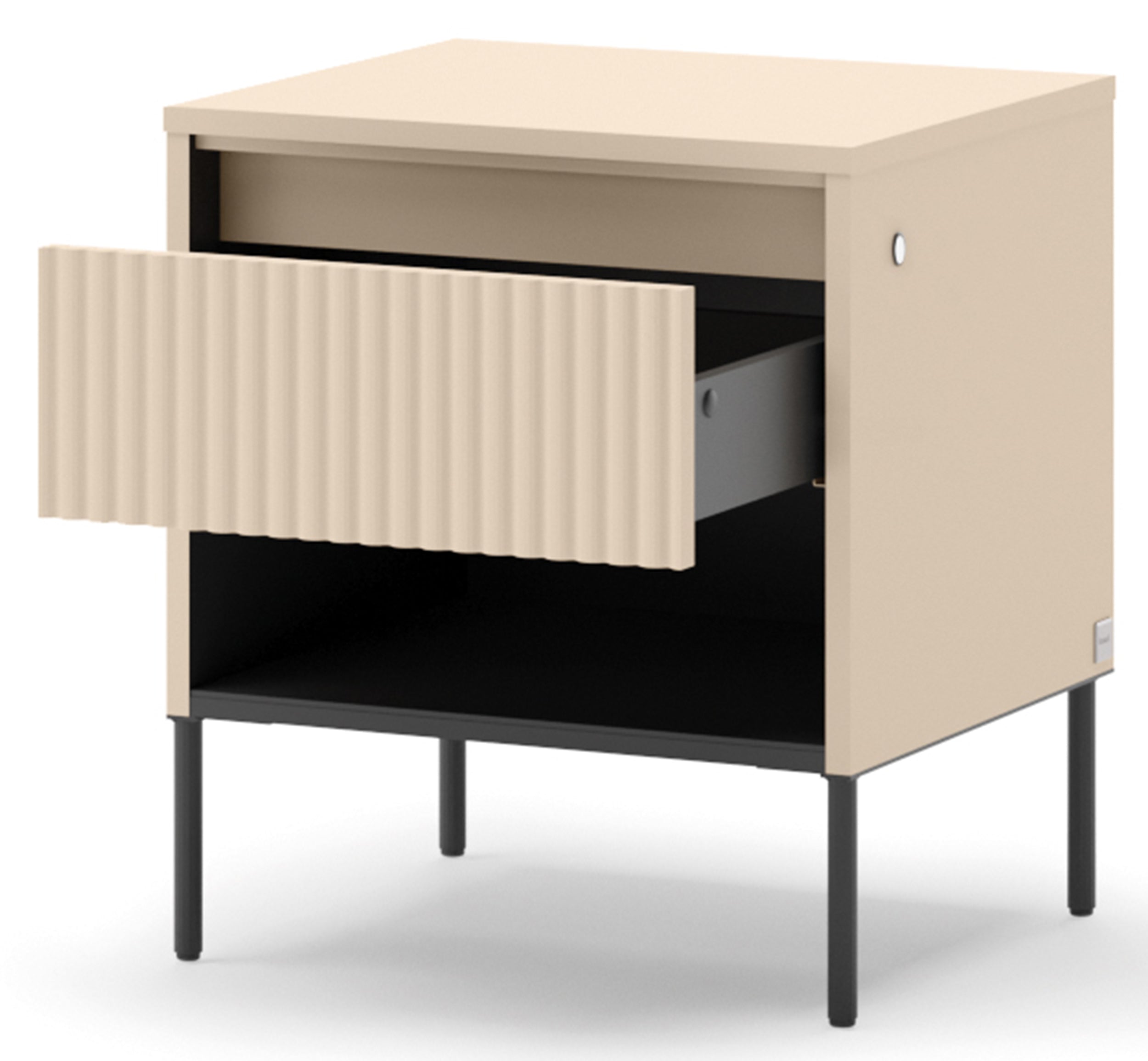 selsey-trend-nachttisch-46-cm-sandbeige-schwarz-gerillt-mit-schublade-beleuchtun image 7