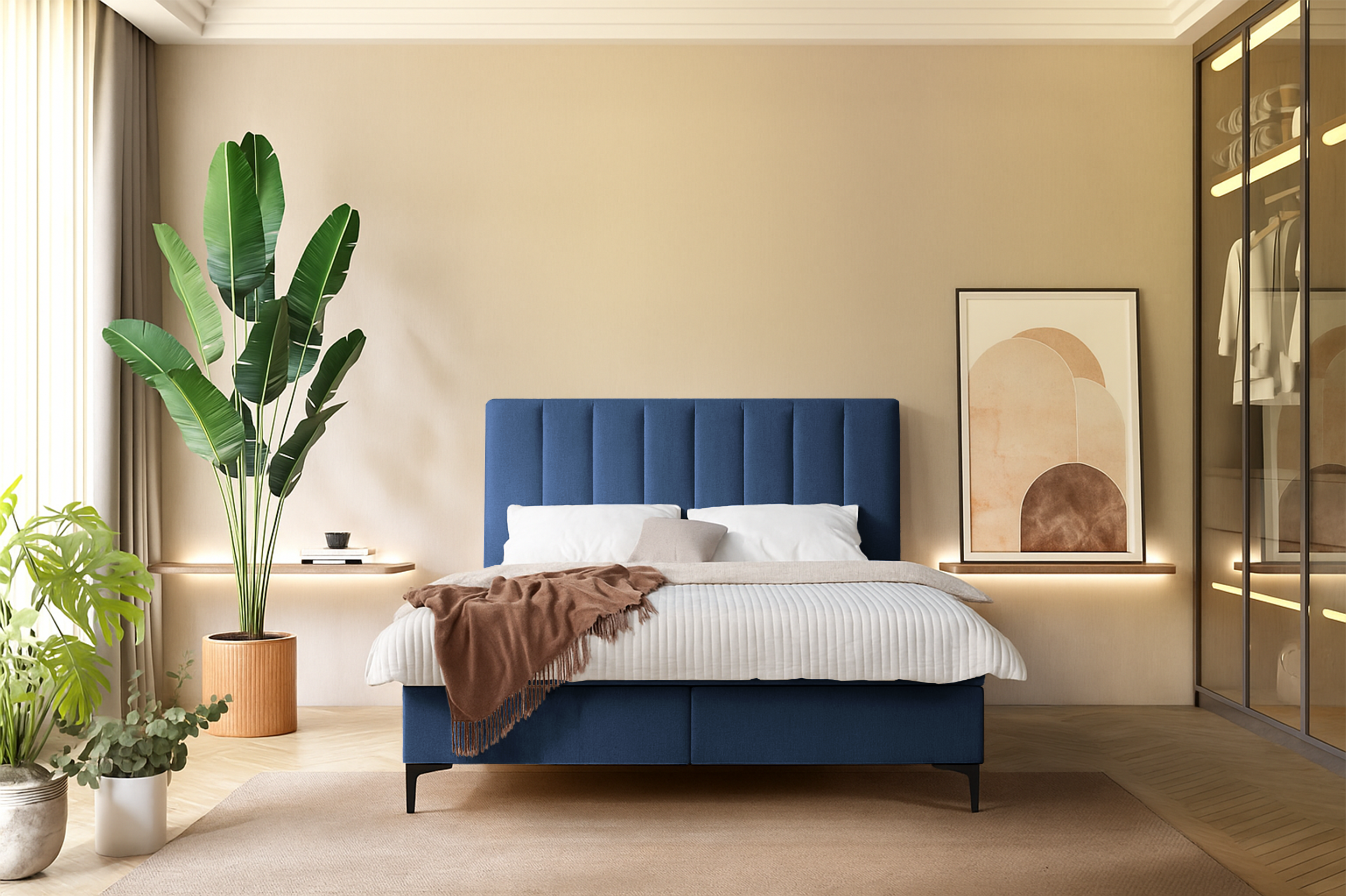 selsey-lorentes-kontinentalbett-140x200-cm-mit-stauraum-und-topper-marineblaues- image 2