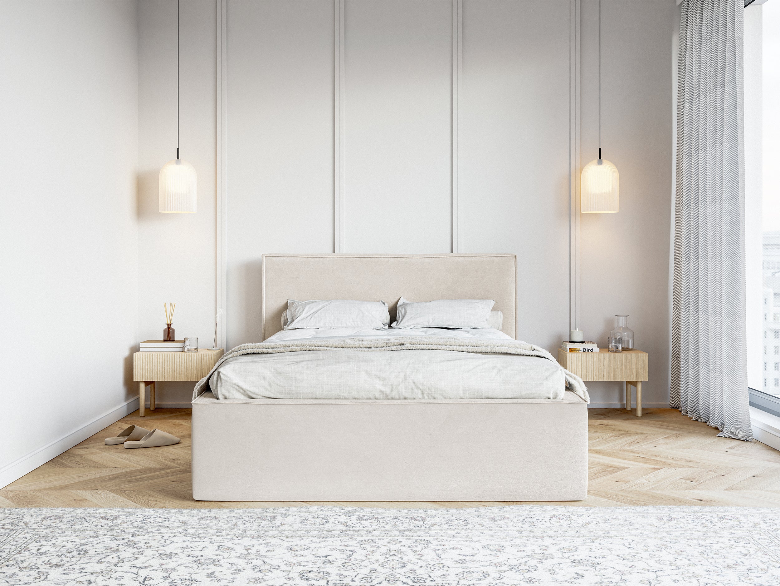 selsey-lucera-polsterbett-140x200-cm-mit-stauraum-grau-beige-samt-wasserabweisen image 2