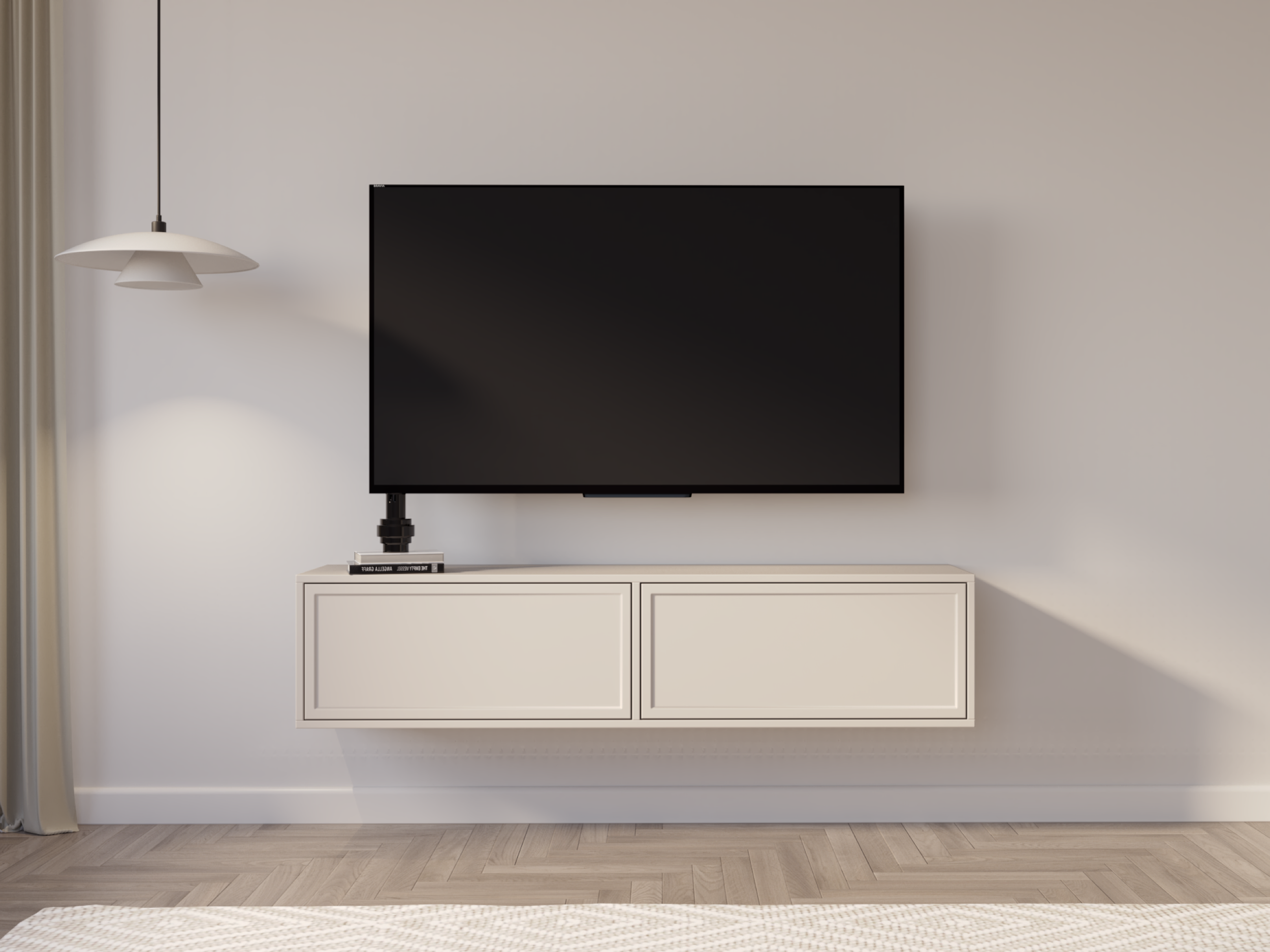 selsey-velveto-h-ngender-tv-schrank-140-cm-mit-zwei-klappen-kaschmir image 2