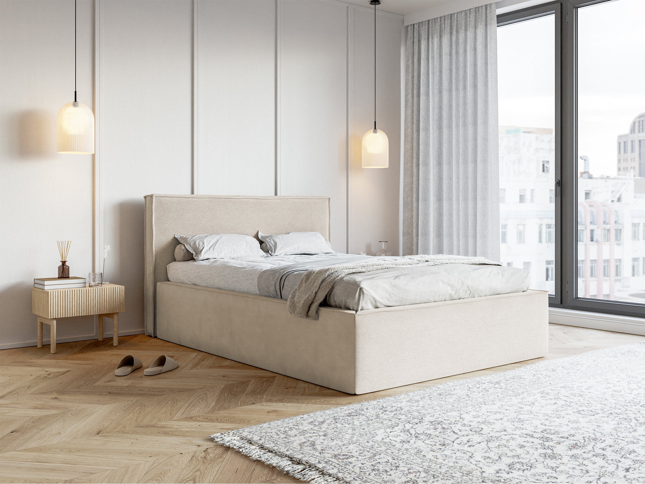 selsey-lucera-polsterbett-140x200-cm-mit-stauraum-grau-beige-samt-wasserabweisen image 3