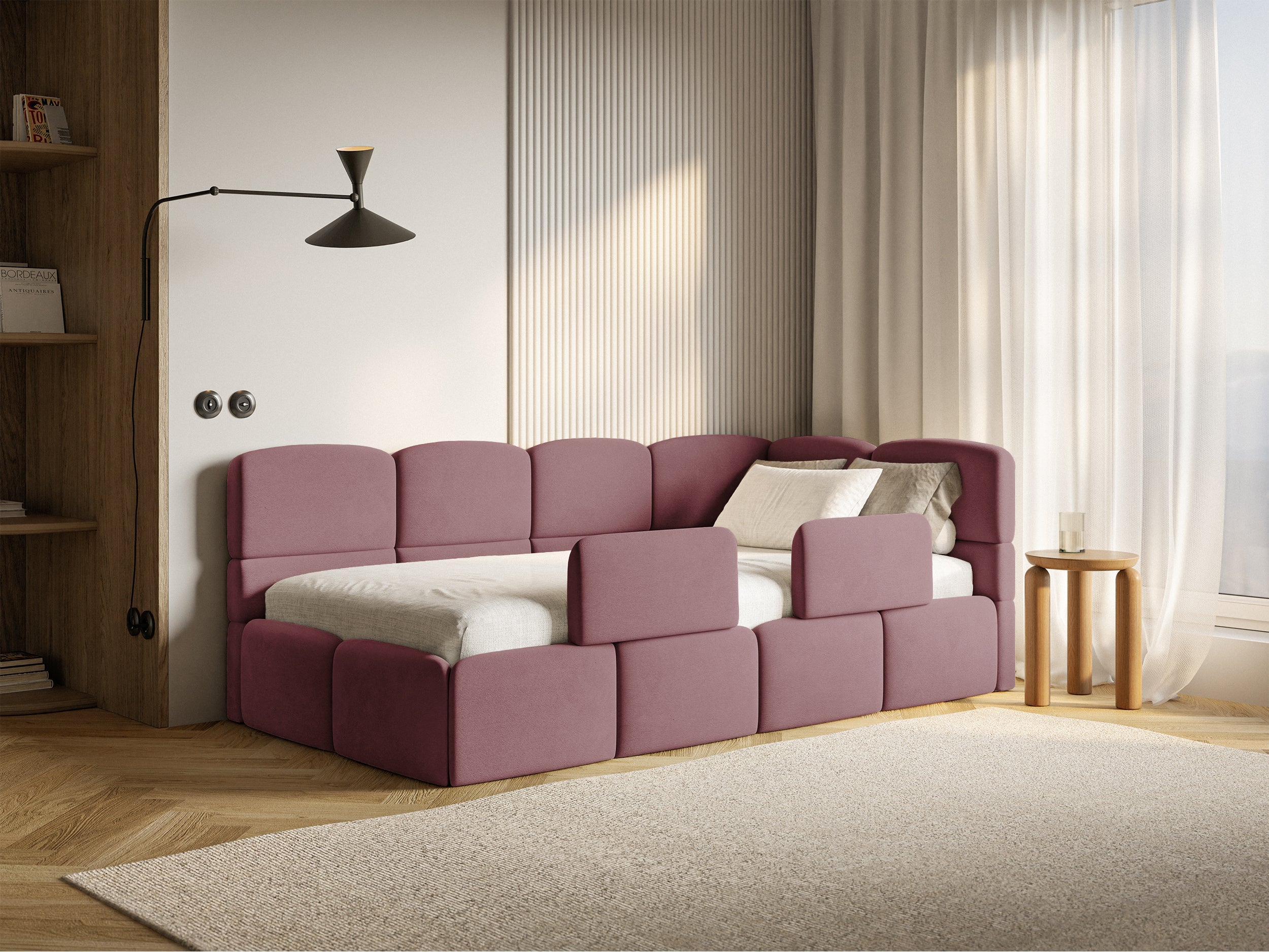 selsey-cloudy-jugendbett-120x200-cm-rechts-mit-stauraum-rosa-velours image 2