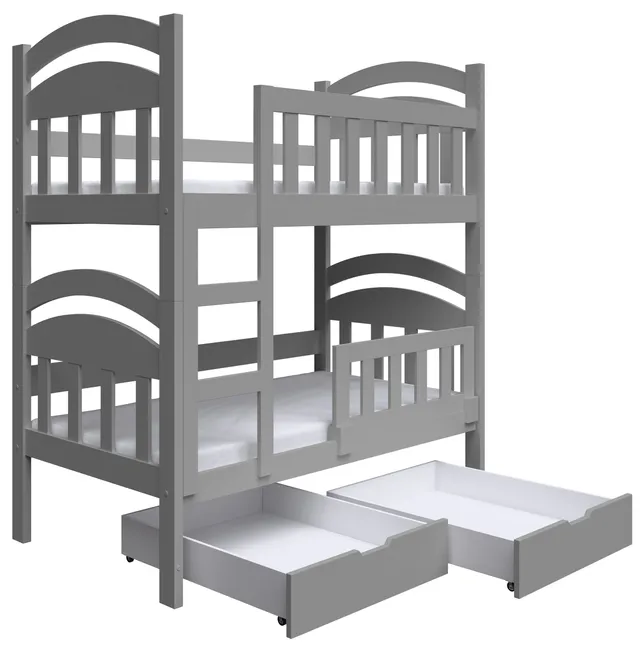 selsey-dopio-etagenbett-90x200-cm-mit-matratzen-und-schubladen-grau image 1