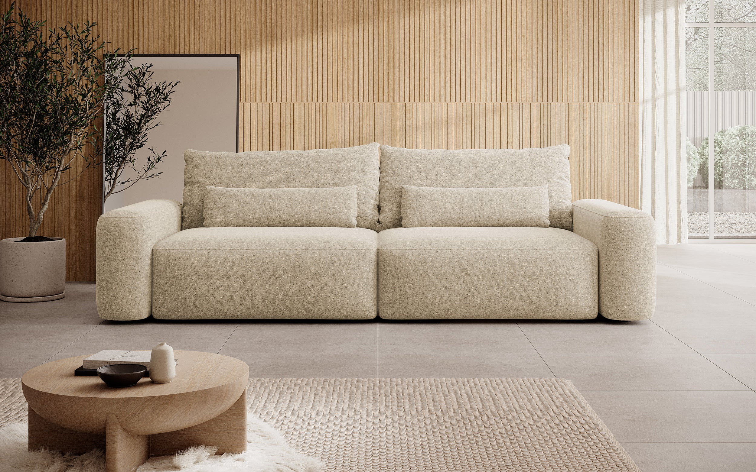 selsey-carnos-dreisitzer-schlafsofa-beige-chenille-wasserabweisend-schwarze-bein image 3