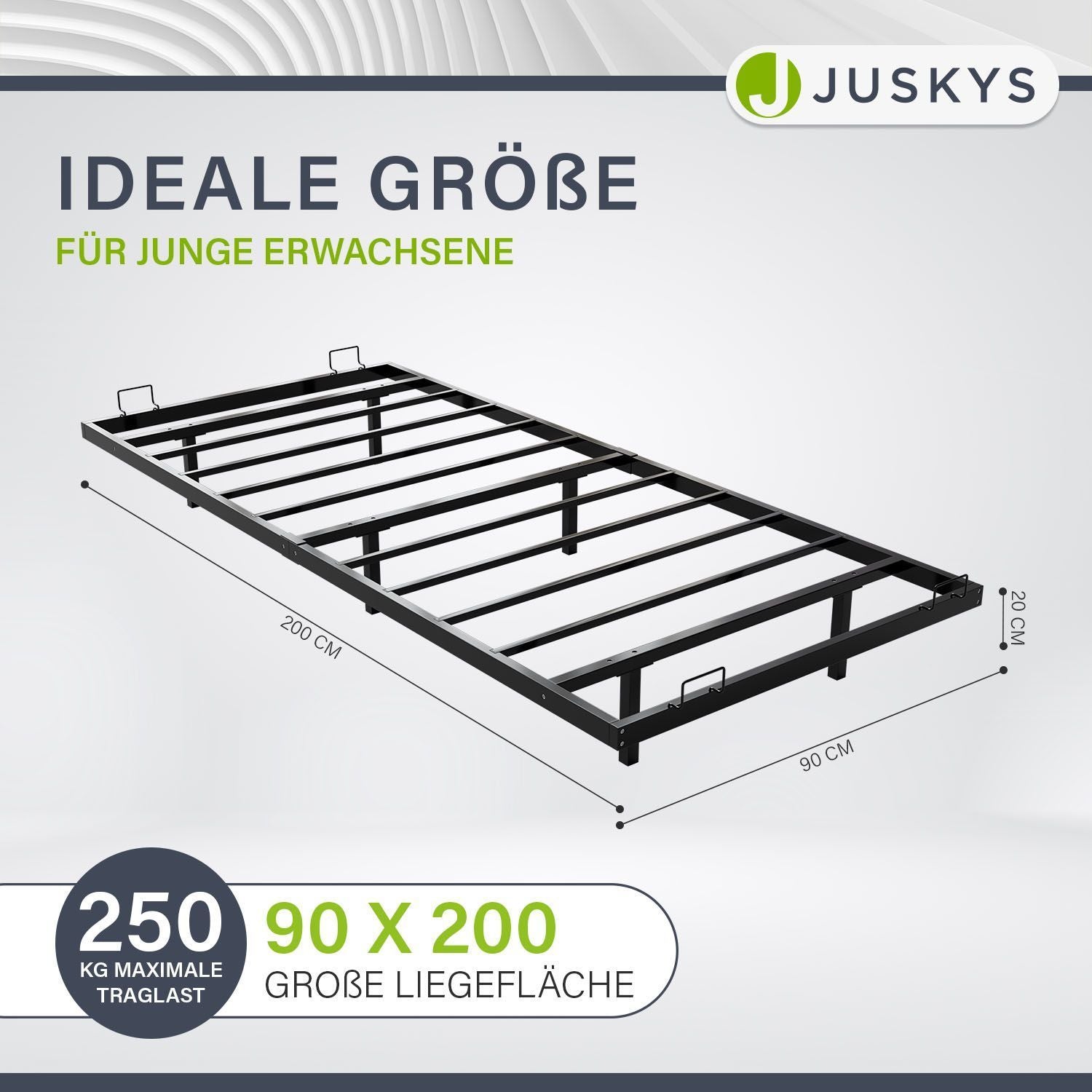juskys-metall-schwebebett-palamos-90x200-cm-schwarz-mit-led-und-lattenrost image 6