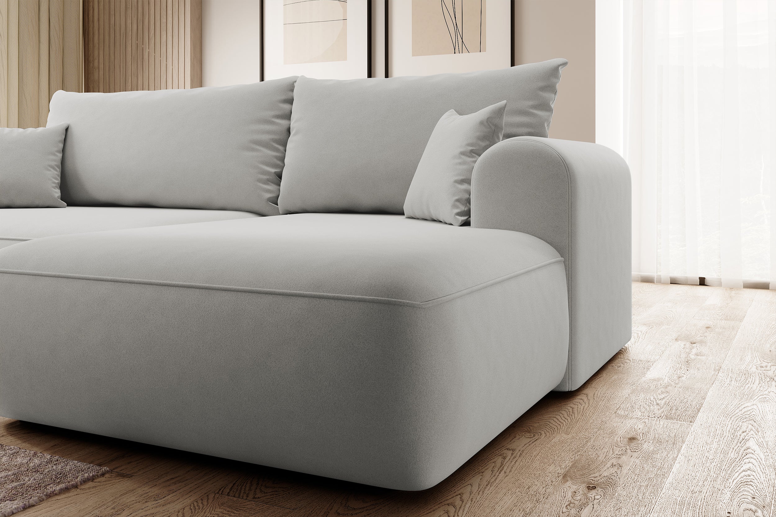 selsey-ovo-ecksofa-mit-schlaffunktion-rechts-l-form-grau-samt-mit-stauraum image 4