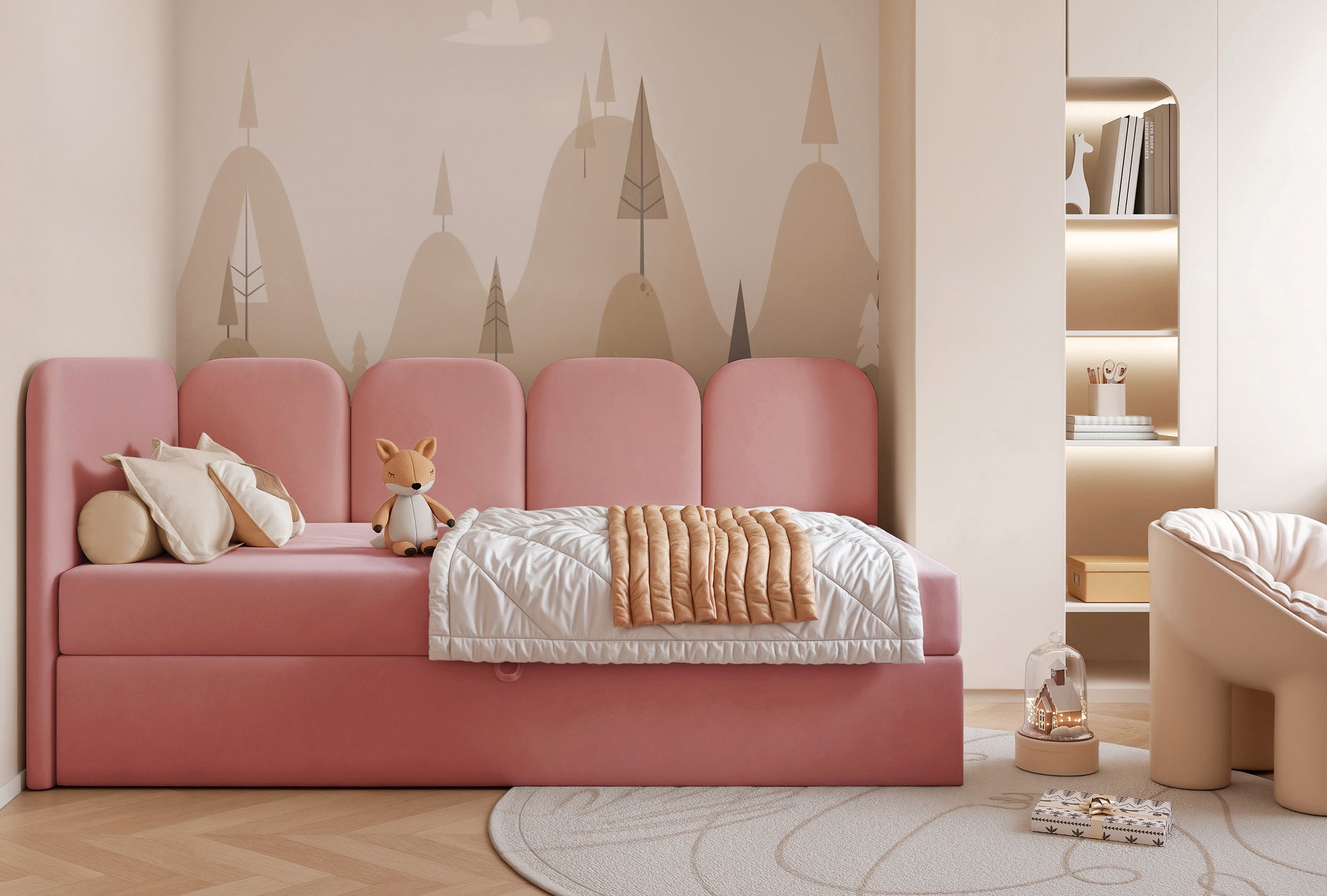 selsey-nubini-jugendbett-90x200-links-mit-stauraum-rosa-velours image 4