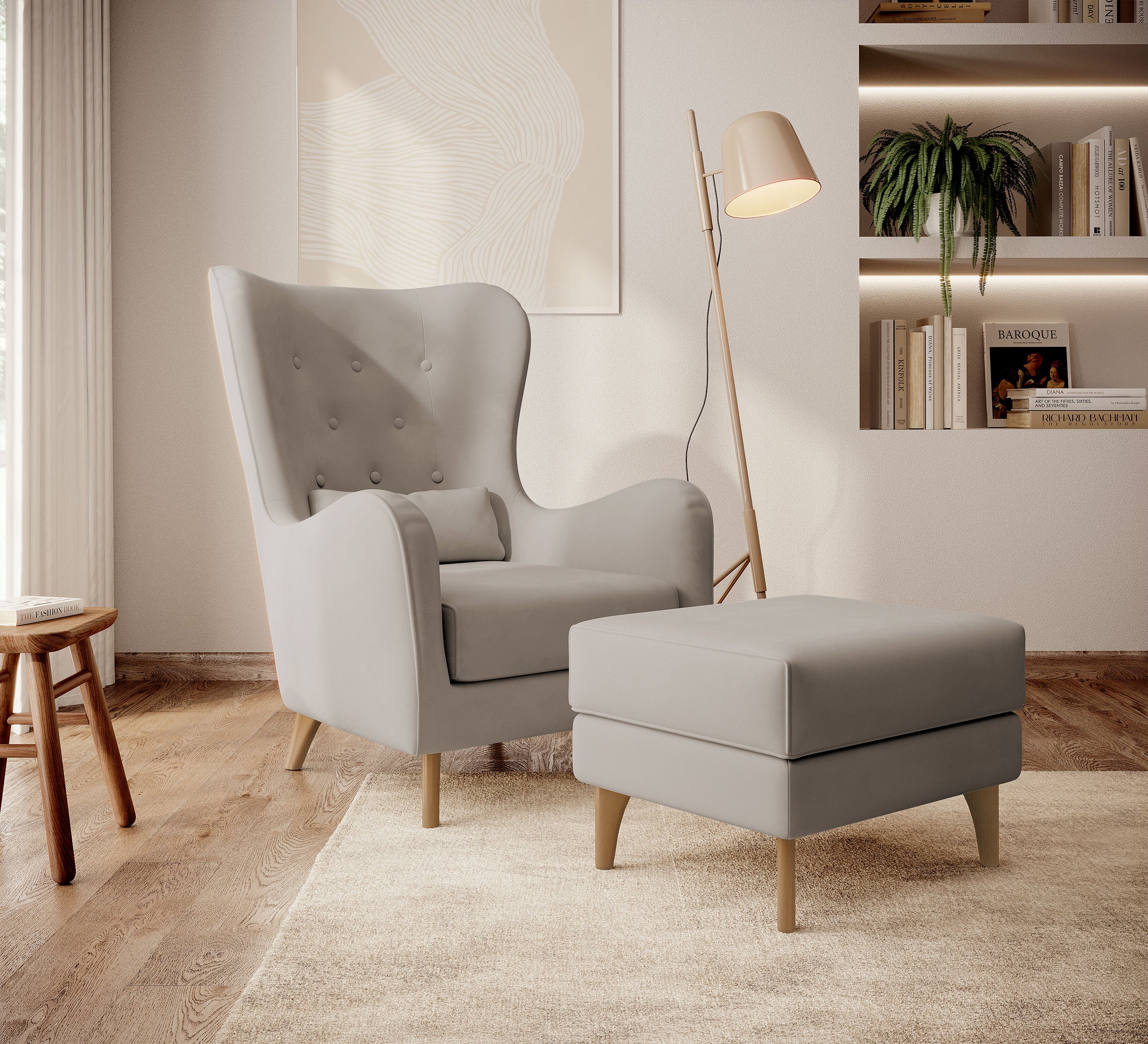 selsey-calmino-relaxsessel-uszak-hellbeige-hydrophober-velours-buchenholzbeine image 2