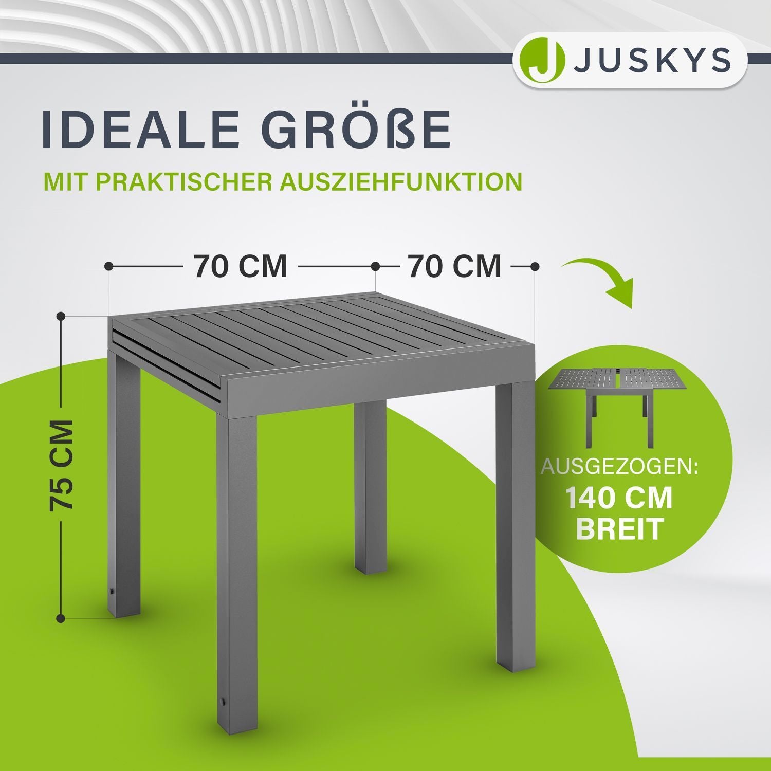 juskys-gartentisch-laki-70x70-cm-grau-ausziehbarer-aluminium-esstisch image 3