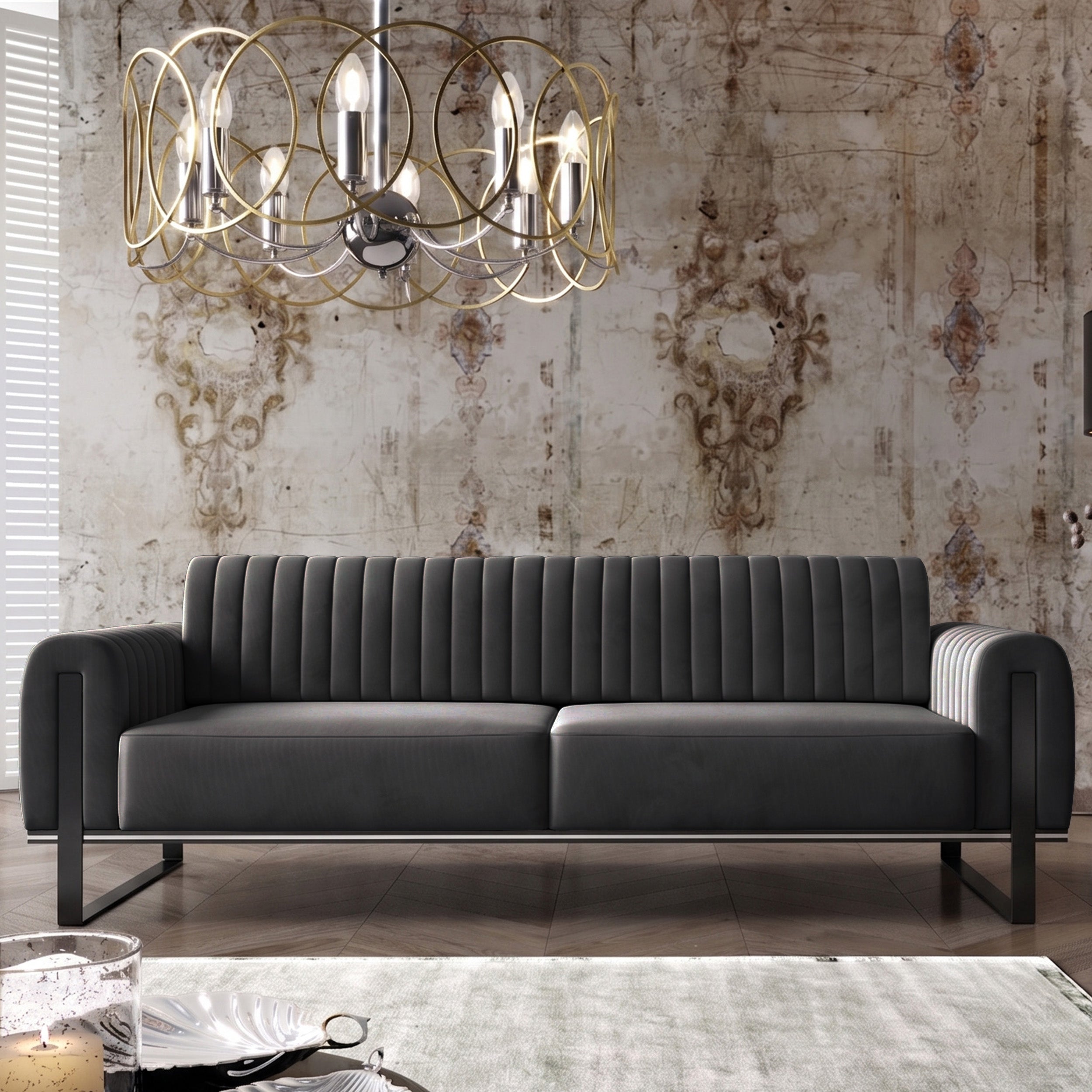 selsey-parissa-dreisitziges-sofa-dunkelgrauer-samt-schwarze-beine image 2