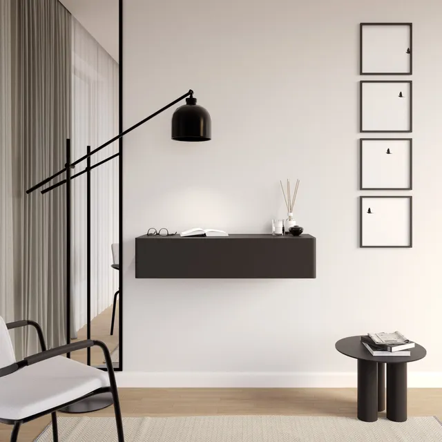 selsey-olio-h-ngekonsole-90-cm-mit-schublade-schwarz image 1