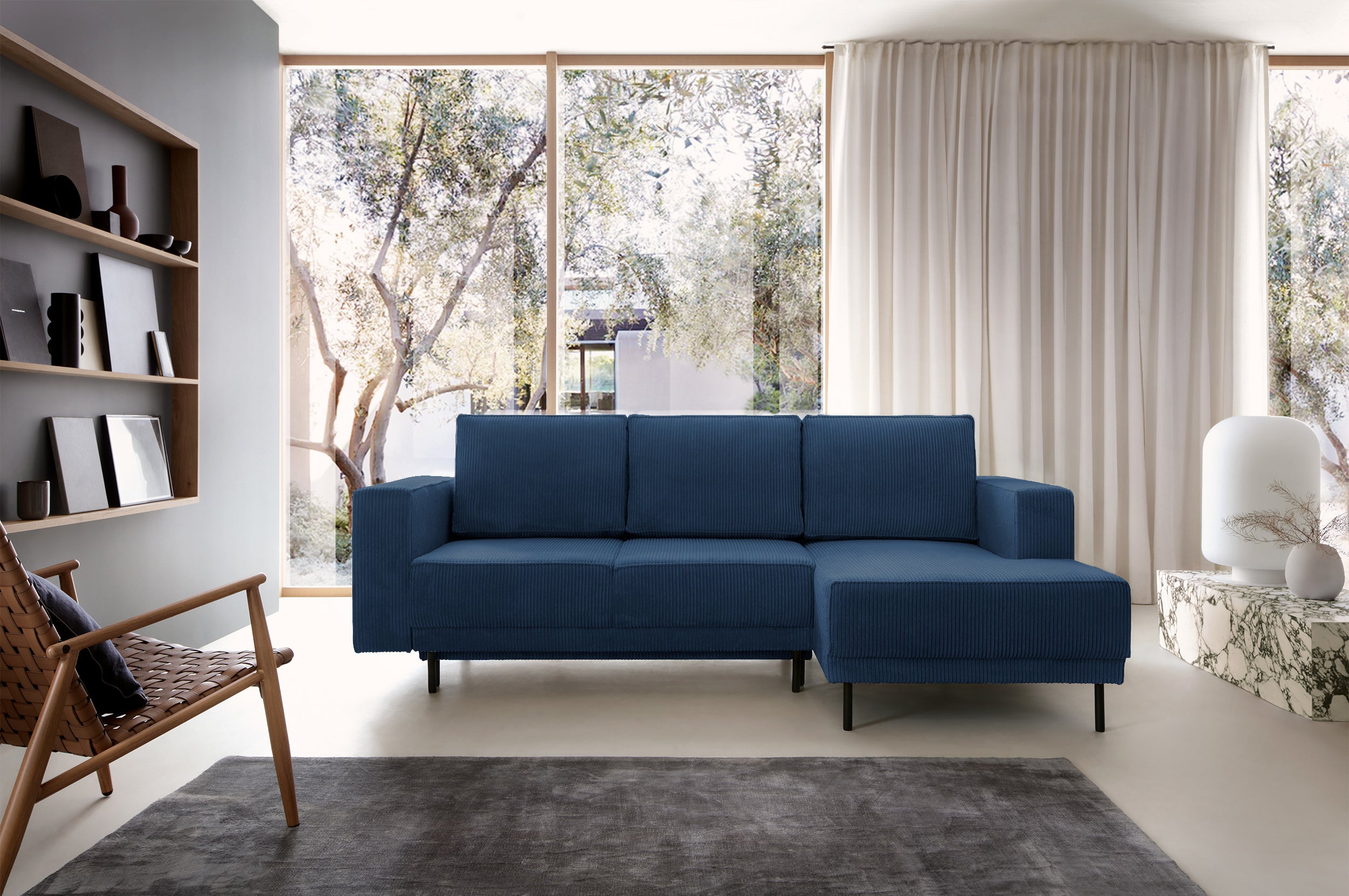 selsey-rodario-mini-ecksofa-mit-schlaffunktion-l-rechts-dunkelblauer-cord-mit-st image 3