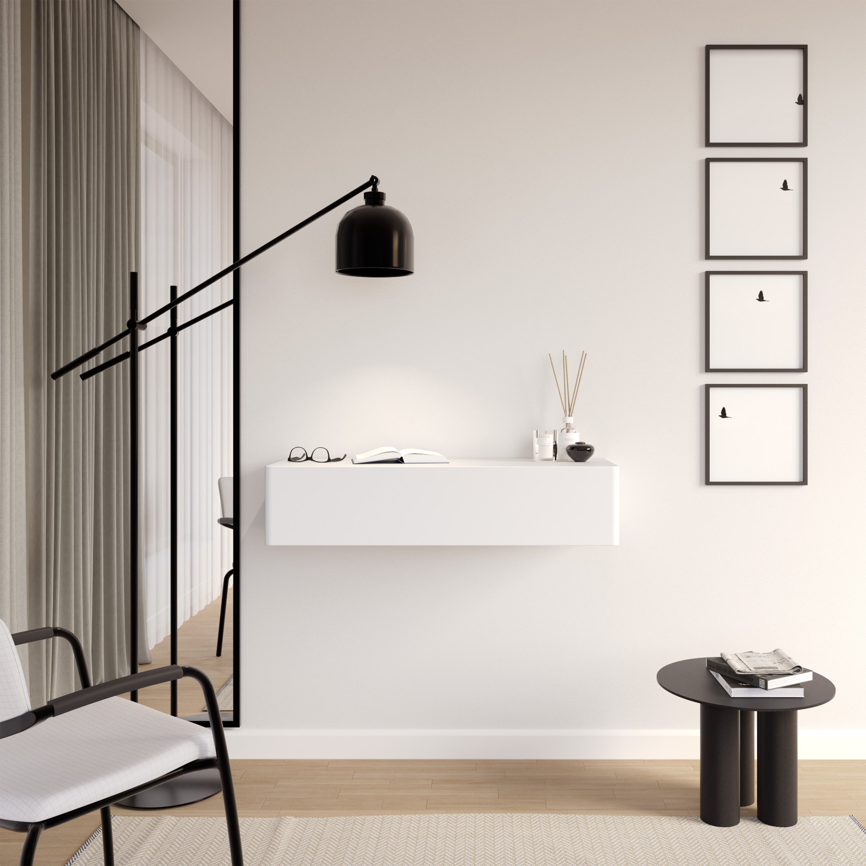 selsey-olio-h-ngekonsole-mit-schublade-90-cm-wei image 1