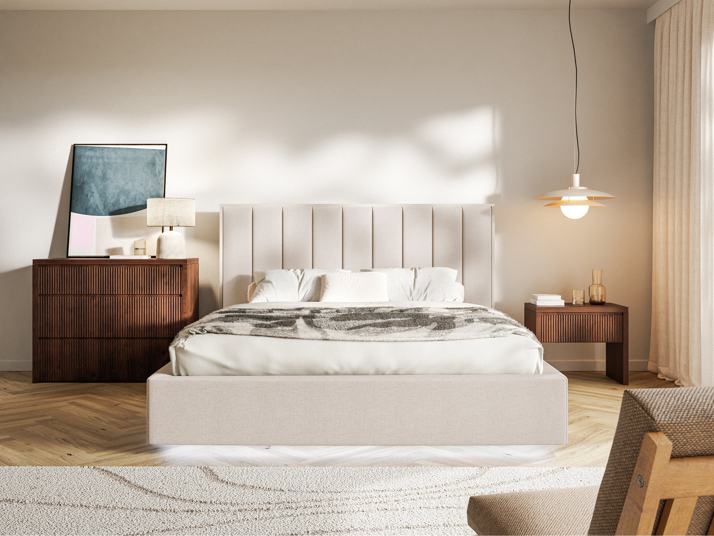 selsey-togents-gepolstertes-bett-140x200-cm-mit-led-beleuchtung-beige-chenille-w image 3