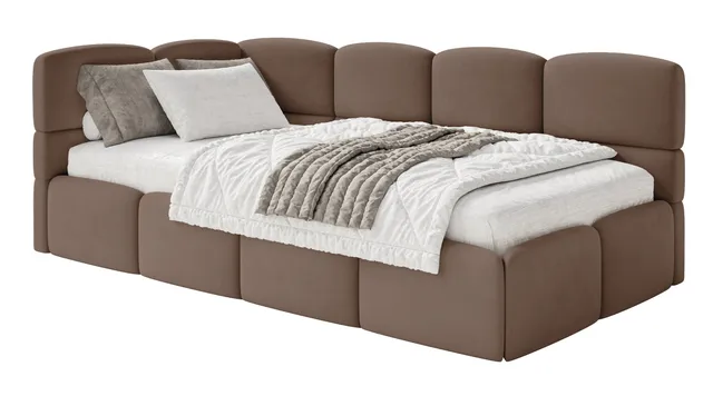 selsey-cloudy-jugendbett-90x200-cm-links-braun-velours-mit-matratze-und-stauraum image 1