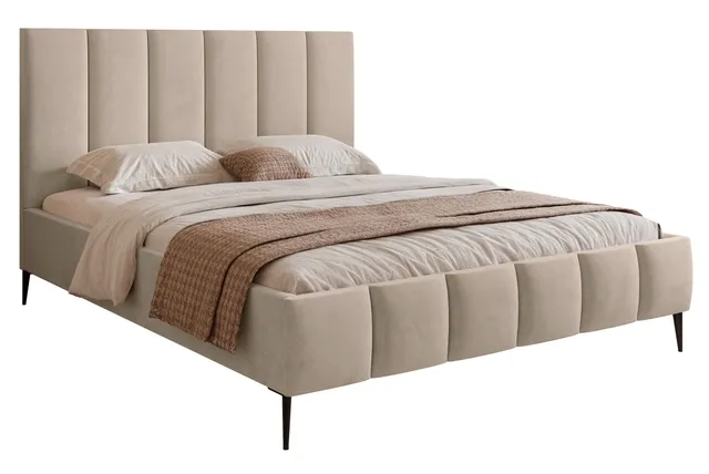 selsey-sarafino-polsterbett-140x200-cm-beige-samt-mit-bettkasten-und-metallrahme image 1
