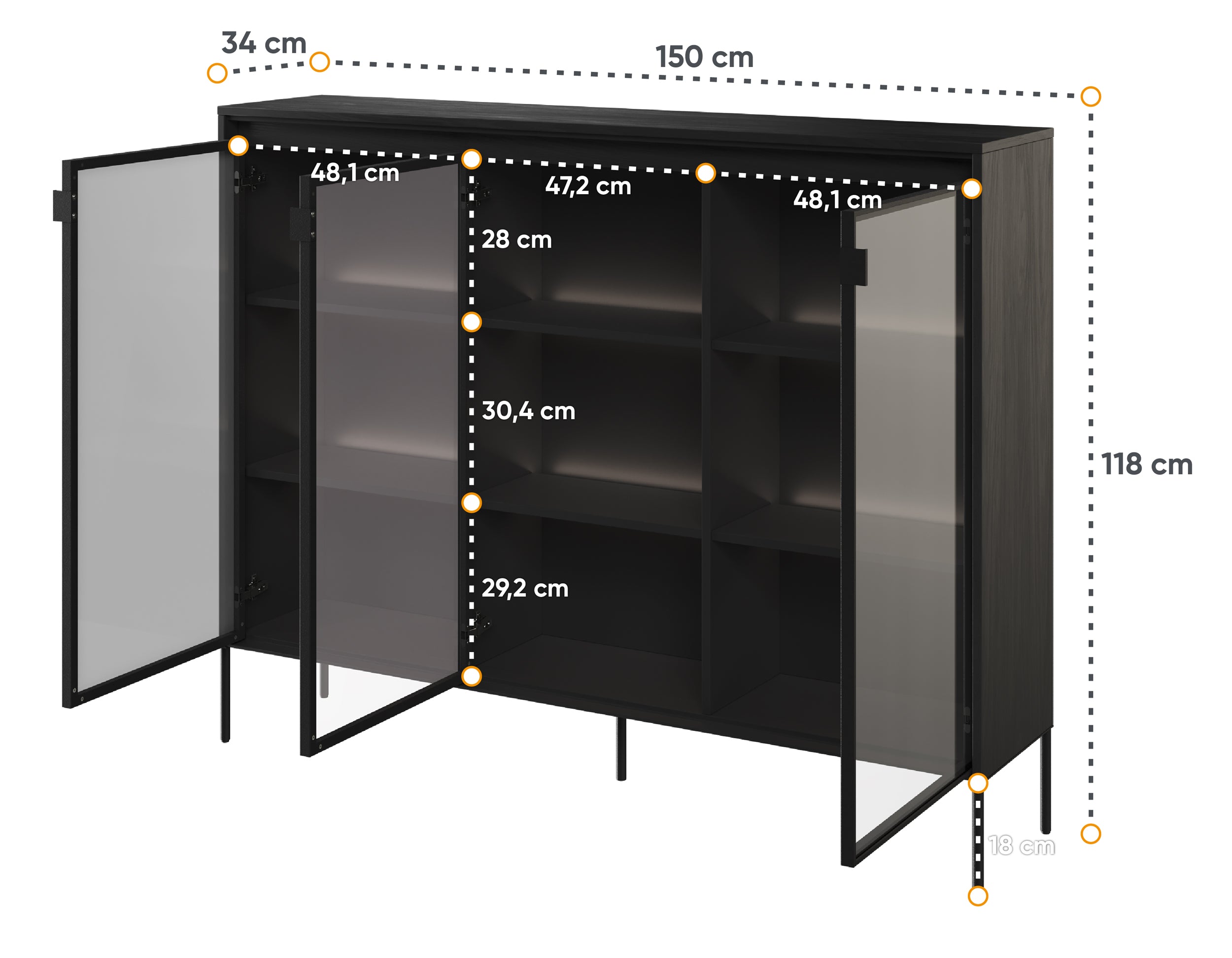 selsey-trend-dreht-renschrank-150-cm-mit-led-schwarz image 4