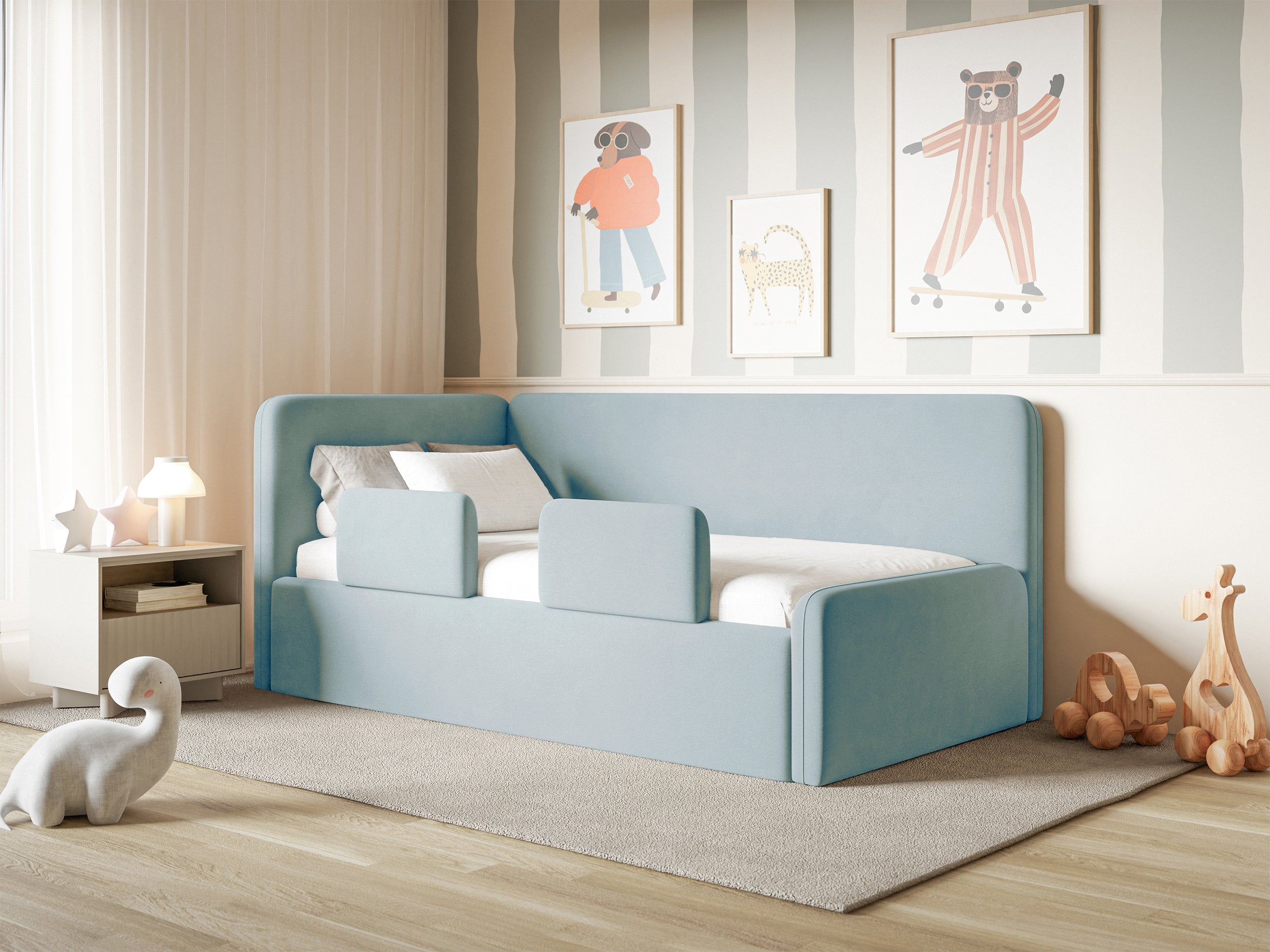 selsey-fanklo-jugendbett-120x200-links-hellblau-velours-mit-matratze image 2