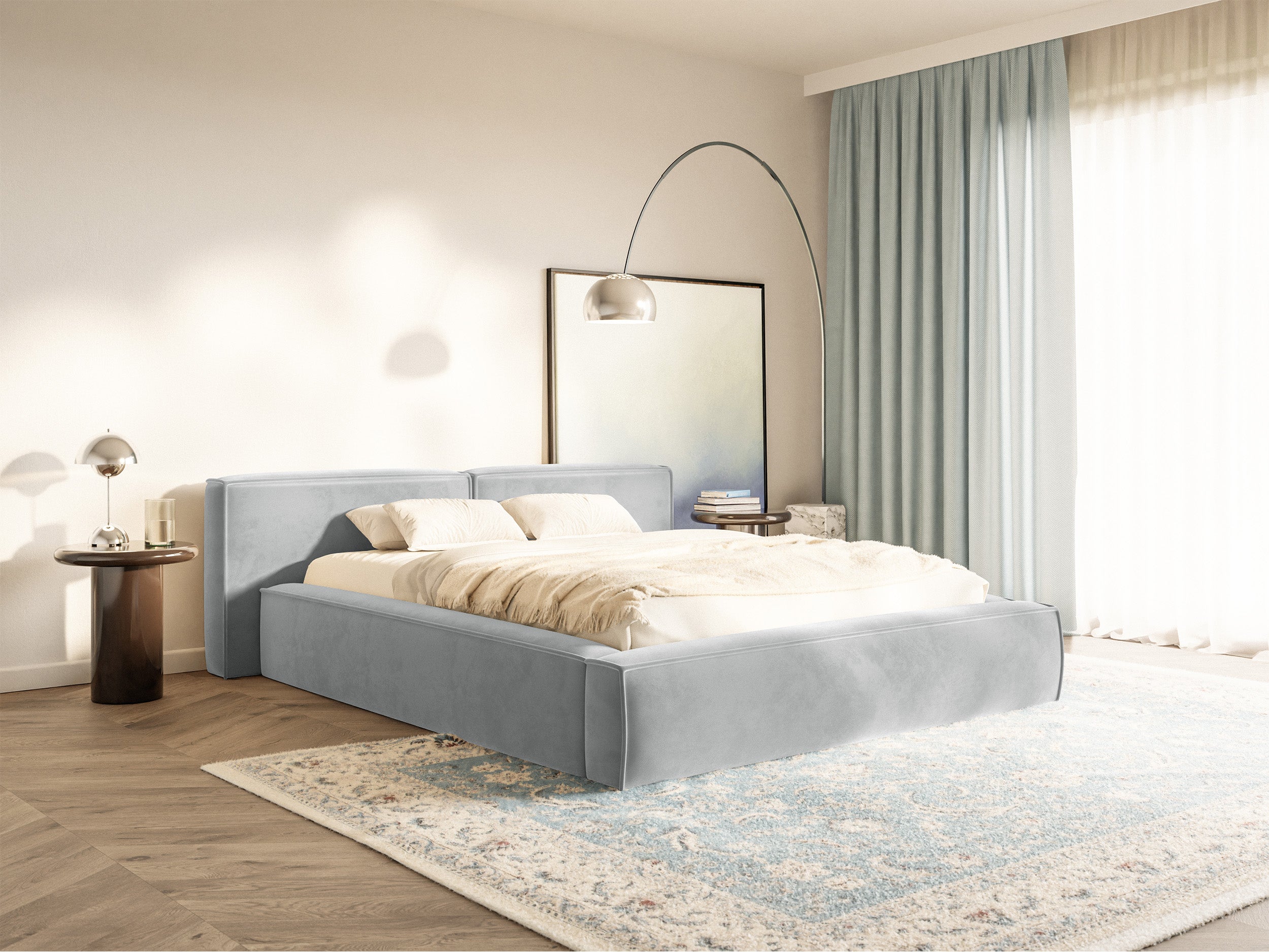 selsey-tilves-low-polsterbett-200x200-cm-mit-stauraum-hellgrauer-samt image 2
