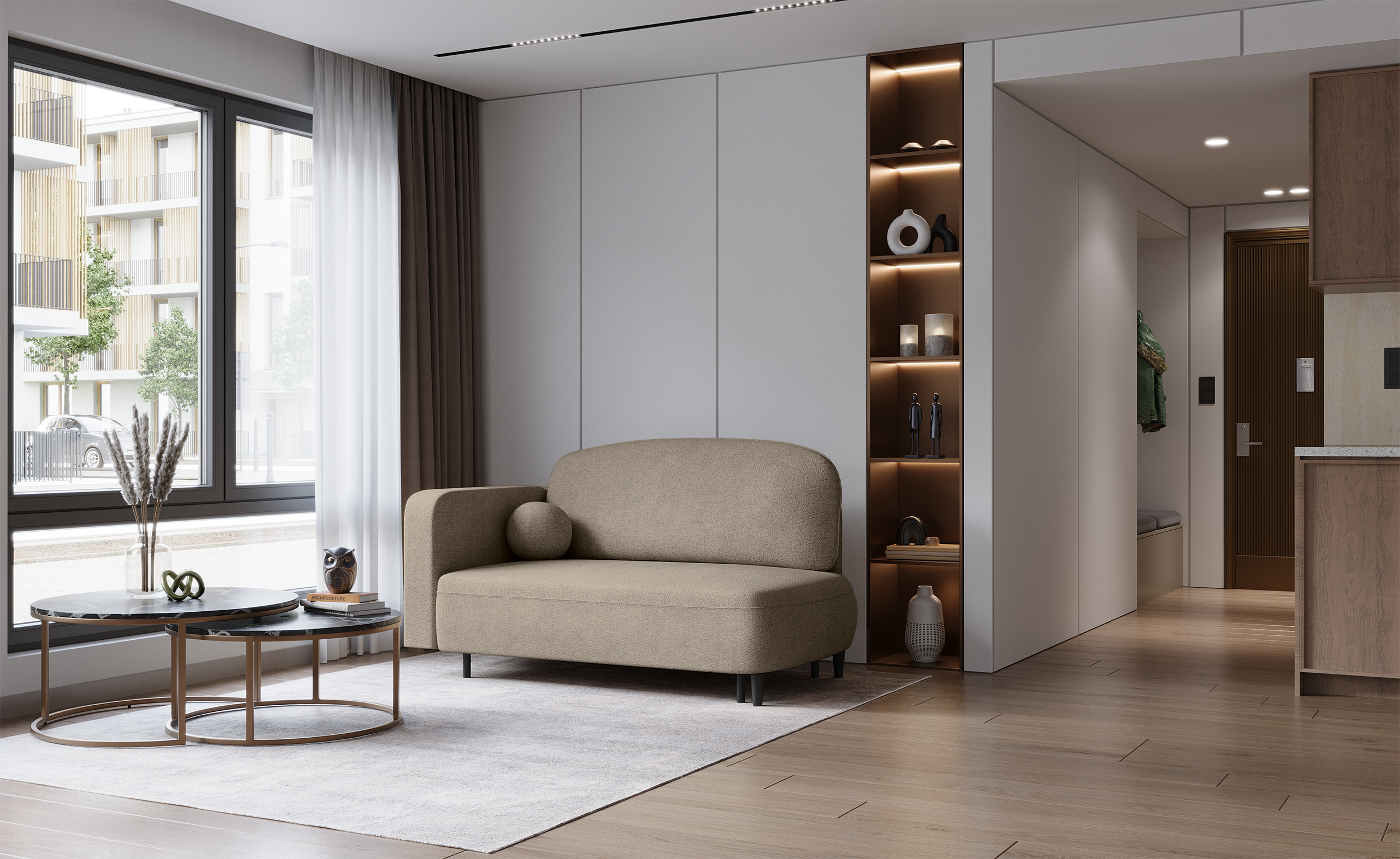selsey-pinkio-ausziehbare-liege-rechts-mit-stauraum-dunkelbeige-chenille image 2