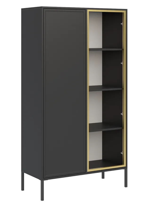 selsey-velveto-vitrinenschrank-90-cm-zweifl-gelig-mit-glast-r-schwarz image 1