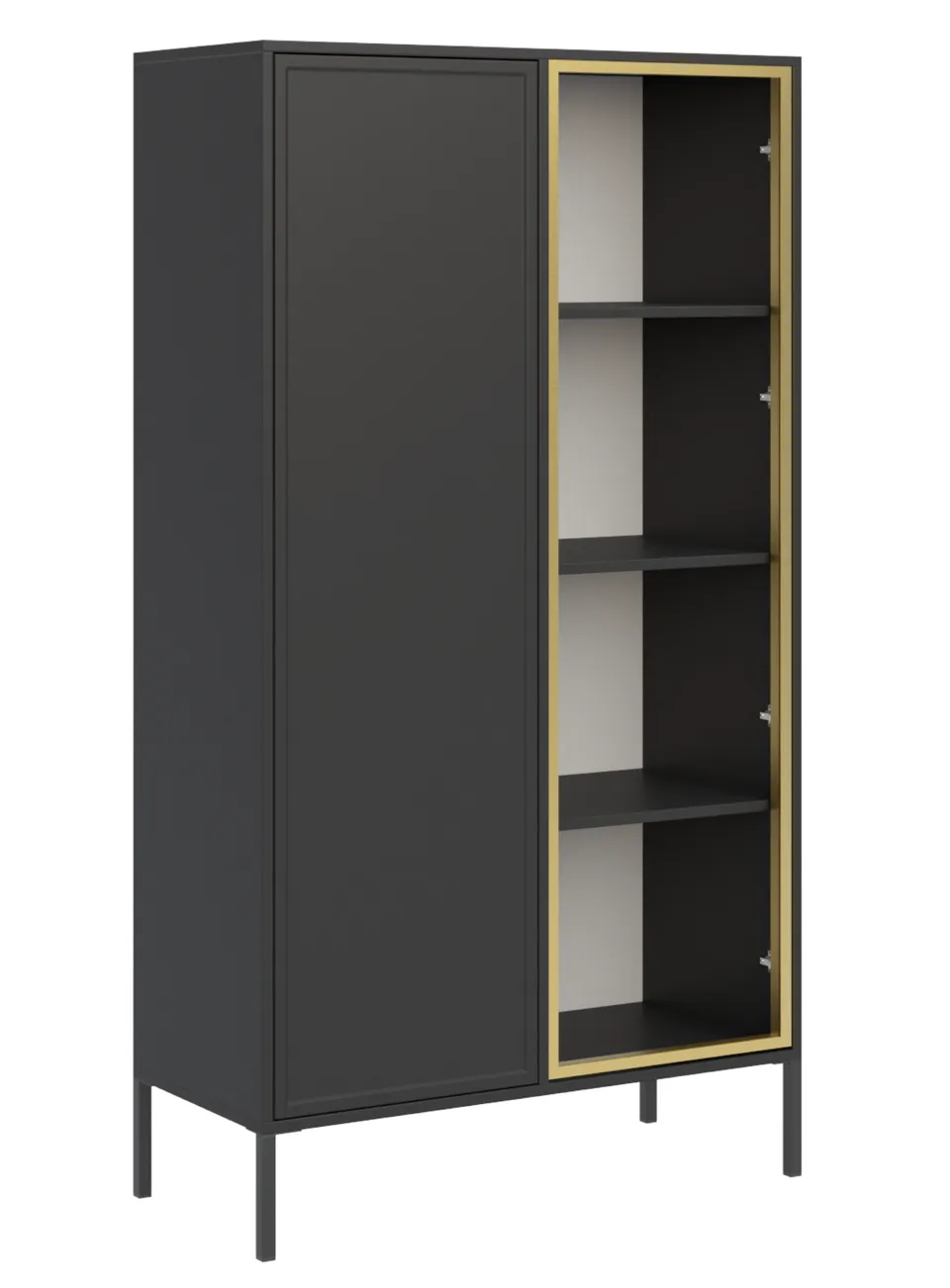 selsey-velveto-vitrinenschrank-90-cm-zweifl-gelig-mit-glast-r-schwarz image 1