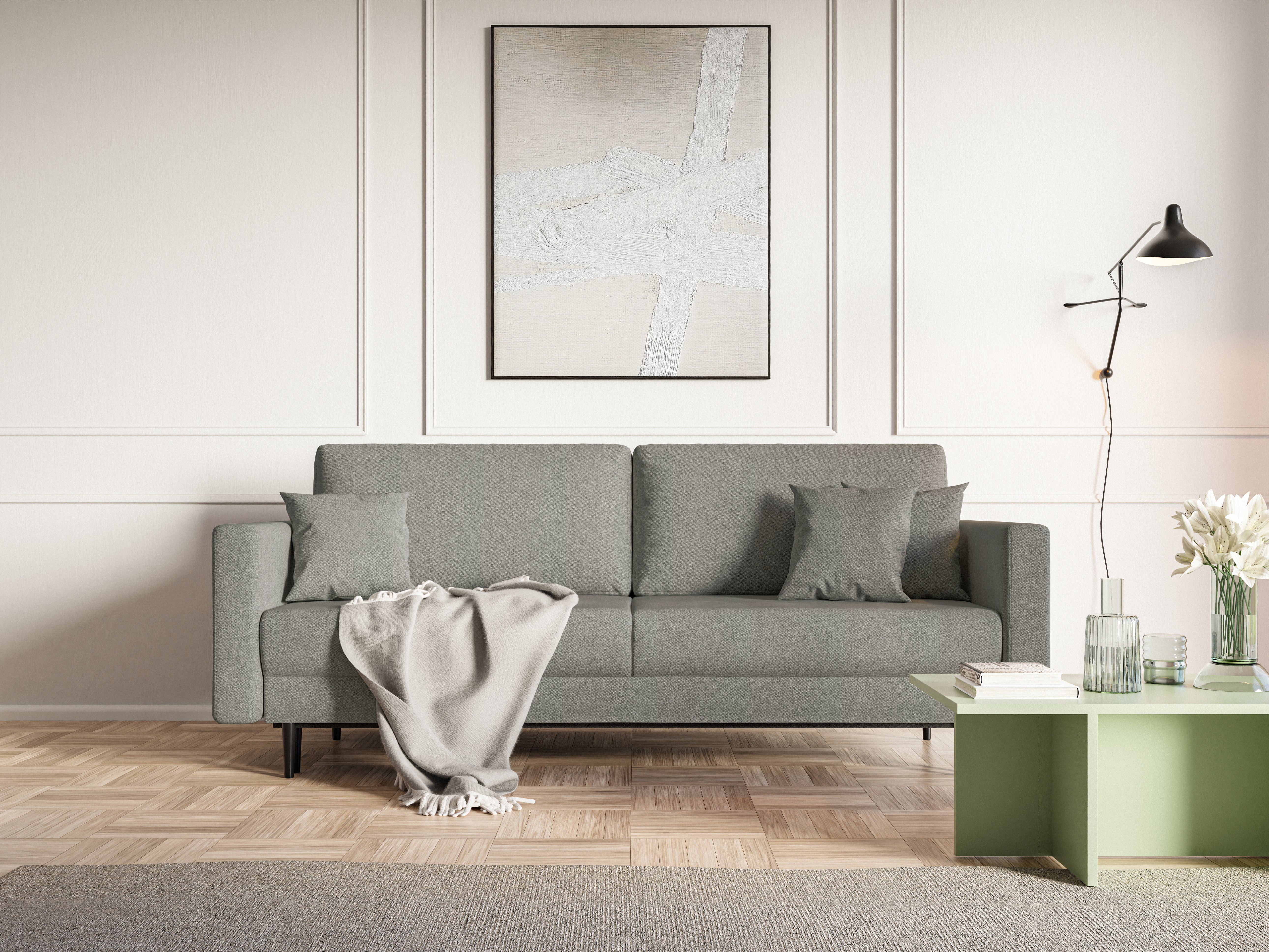 selsey-valico-ausziehbares-dreisitzer-sofa-grau-chenille-schwarze-beine image 7