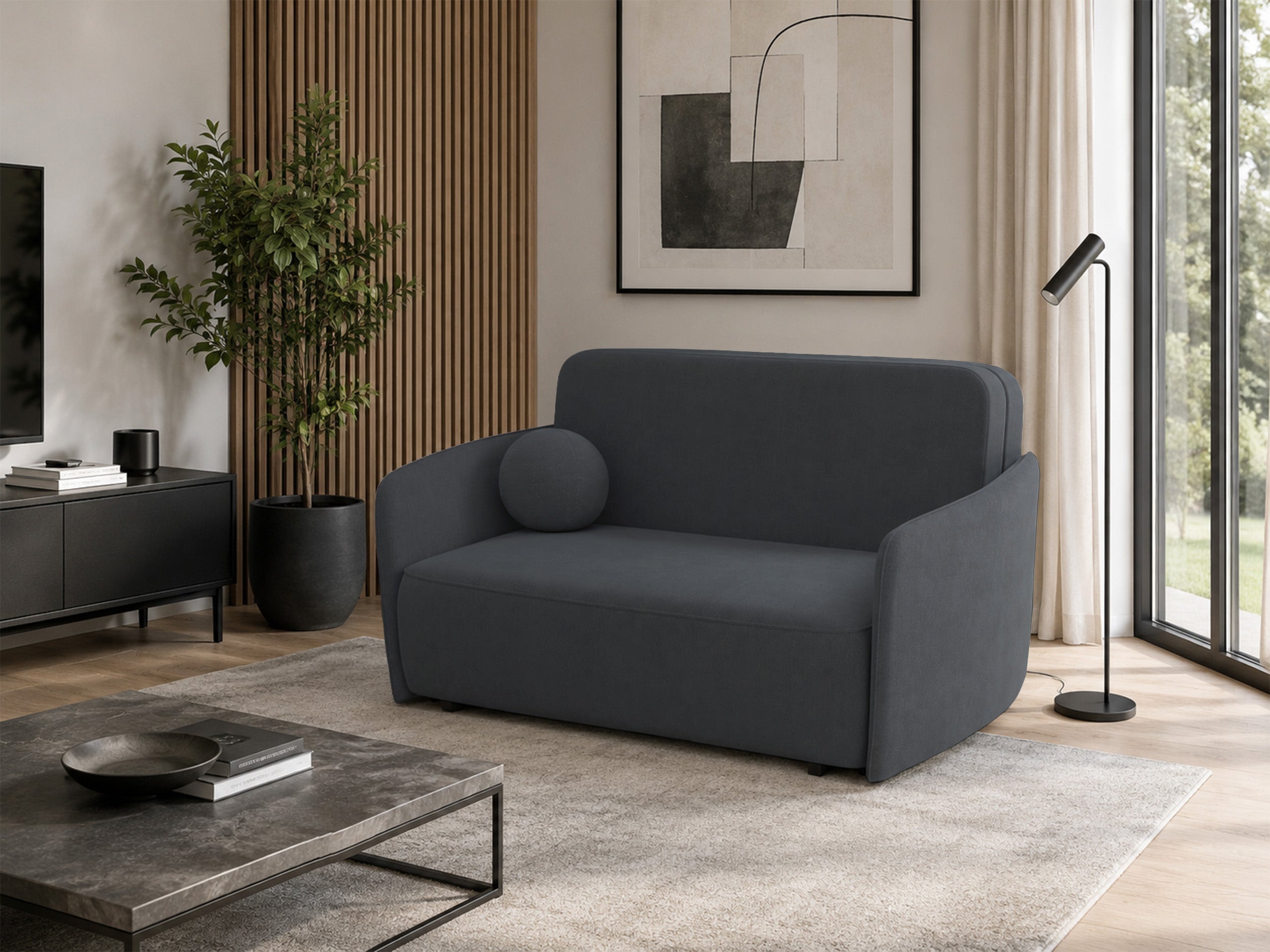 selsey-paxi-zweisitziges-schlafsofa-165-cm-mit-stauraum-dunkelgrauer-chenillebez image 4