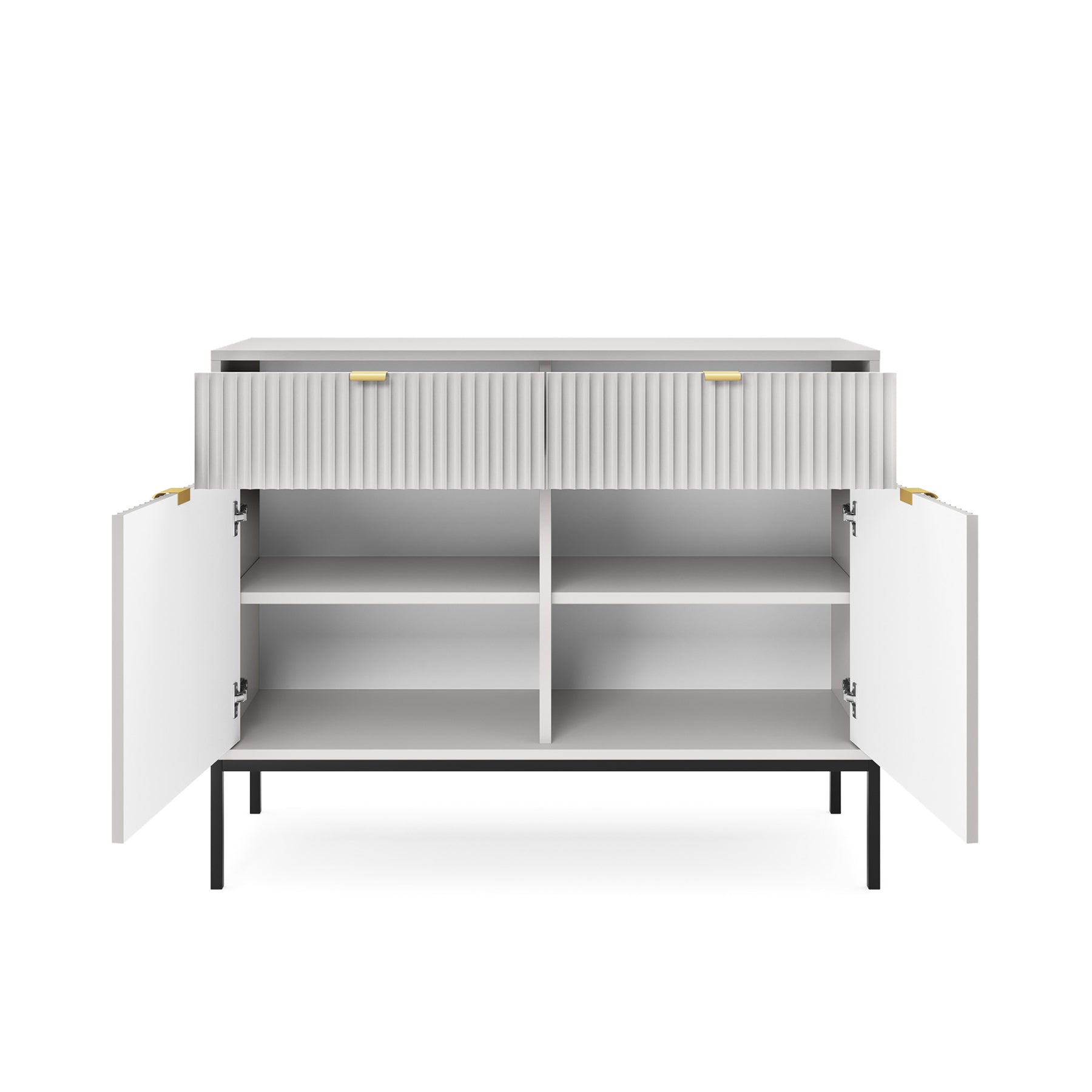 selsey-vellore-zweit-rige-kommode-104-cm-grau-geriffelte-fronten-goldene-griffe image 5