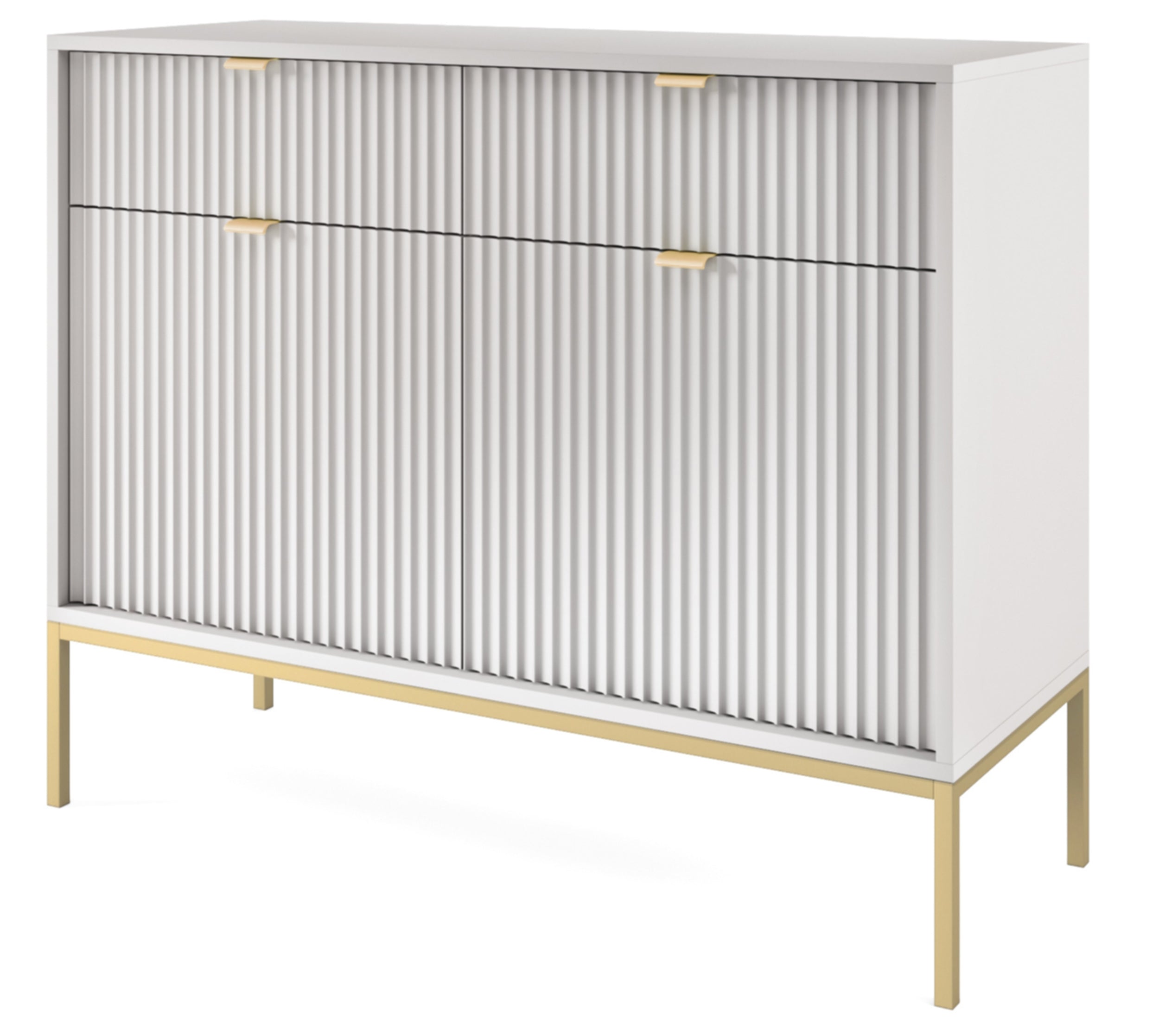 selsey-vellore-zweit-rige-kommode-104-cm-grau-gerillt-goldenes-gestell image 1