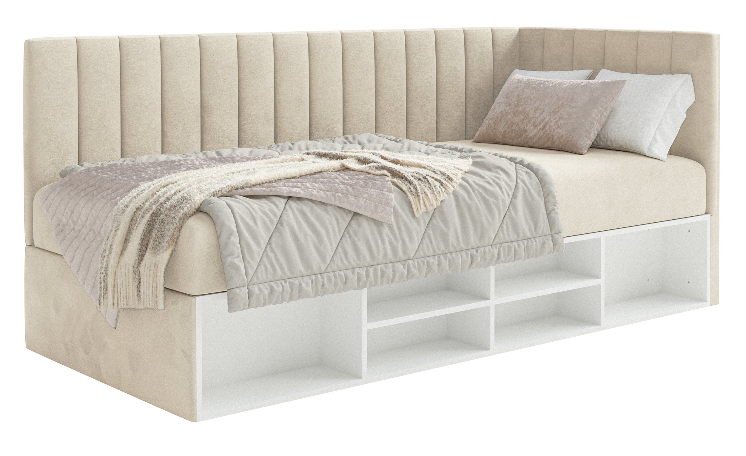 selsey-ventrio-jugendbett-90x200-cm-rechts-mit-stauraum-hellbeiger-velours image 4