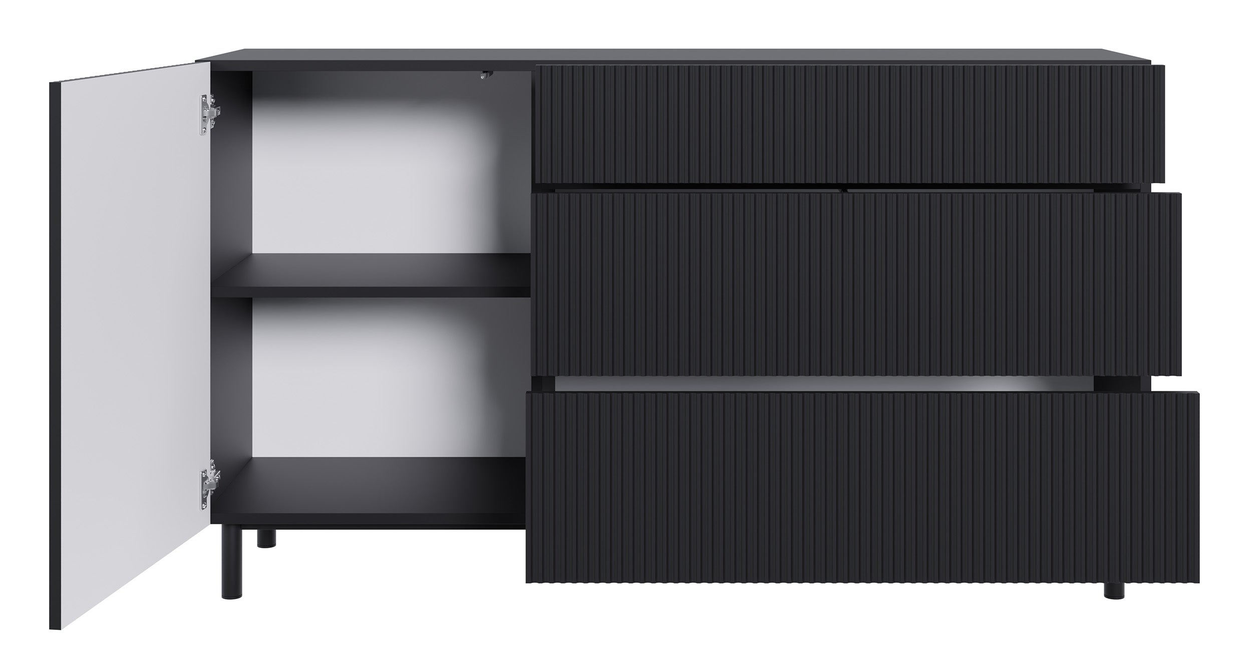 selsey-veldio-new-kommode-140-cm-schwarz-mit-gefr-ster-front-und-3-schubladen image 5