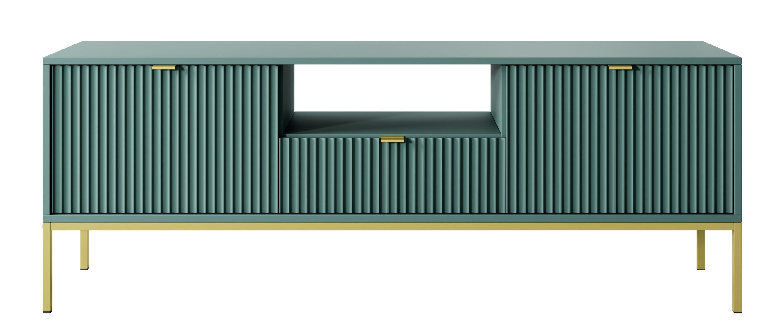 selsey-vellore-tv-schrank-154-cm-gr-n-mit-rillenfronten-und-gold image 4