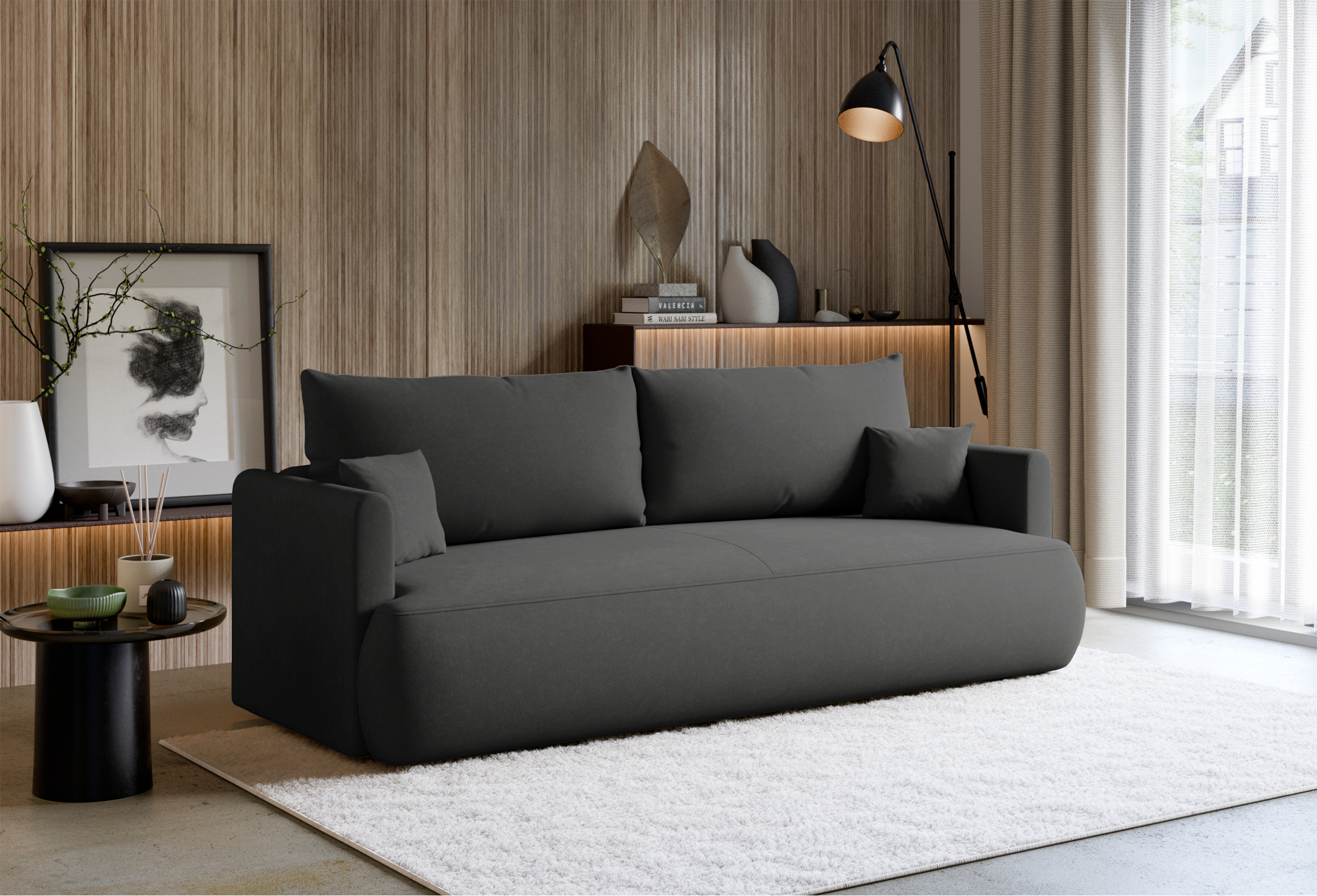 selsey-dreisitziges-schlafsofa-ovo-mini-mit-stauraum-dunkelgrauer-chenille-auskl image 4