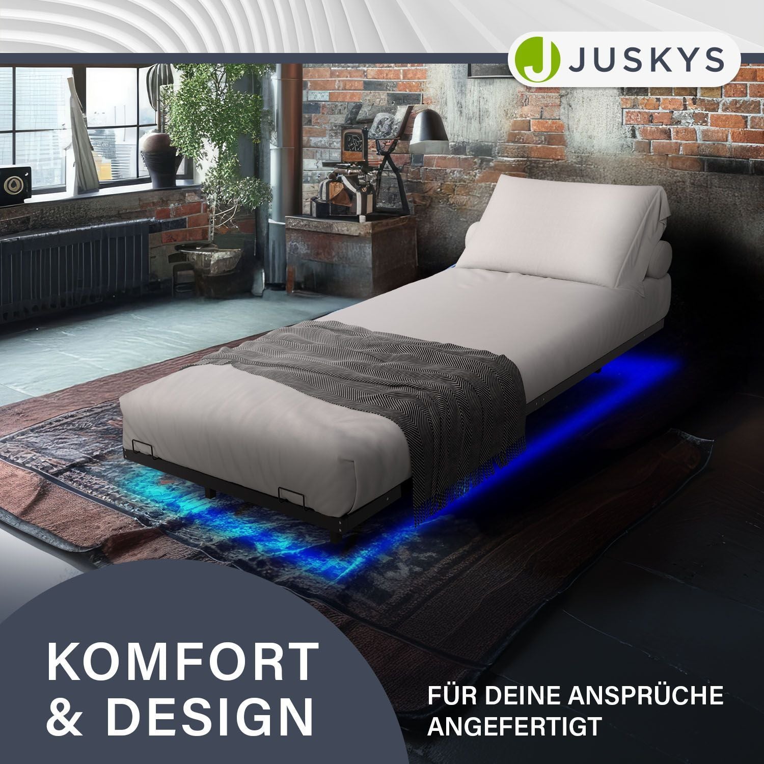 juskys-metall-schwebebett-palamos-90x200-cm-schwarz-mit-led-und-lattenrost image 7