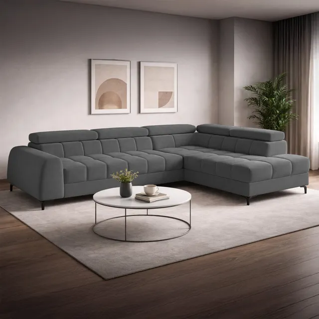 selsey-arellio-ecksofa-mit-schlaffunktion-rechtsseitig-l-form-grauer-chenille image 1