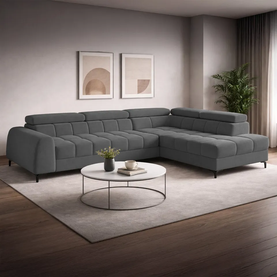 selsey-arellio-ecksofa-mit-schlaffunktion-rechtsseitig-l-form-grauer-chenille image 1