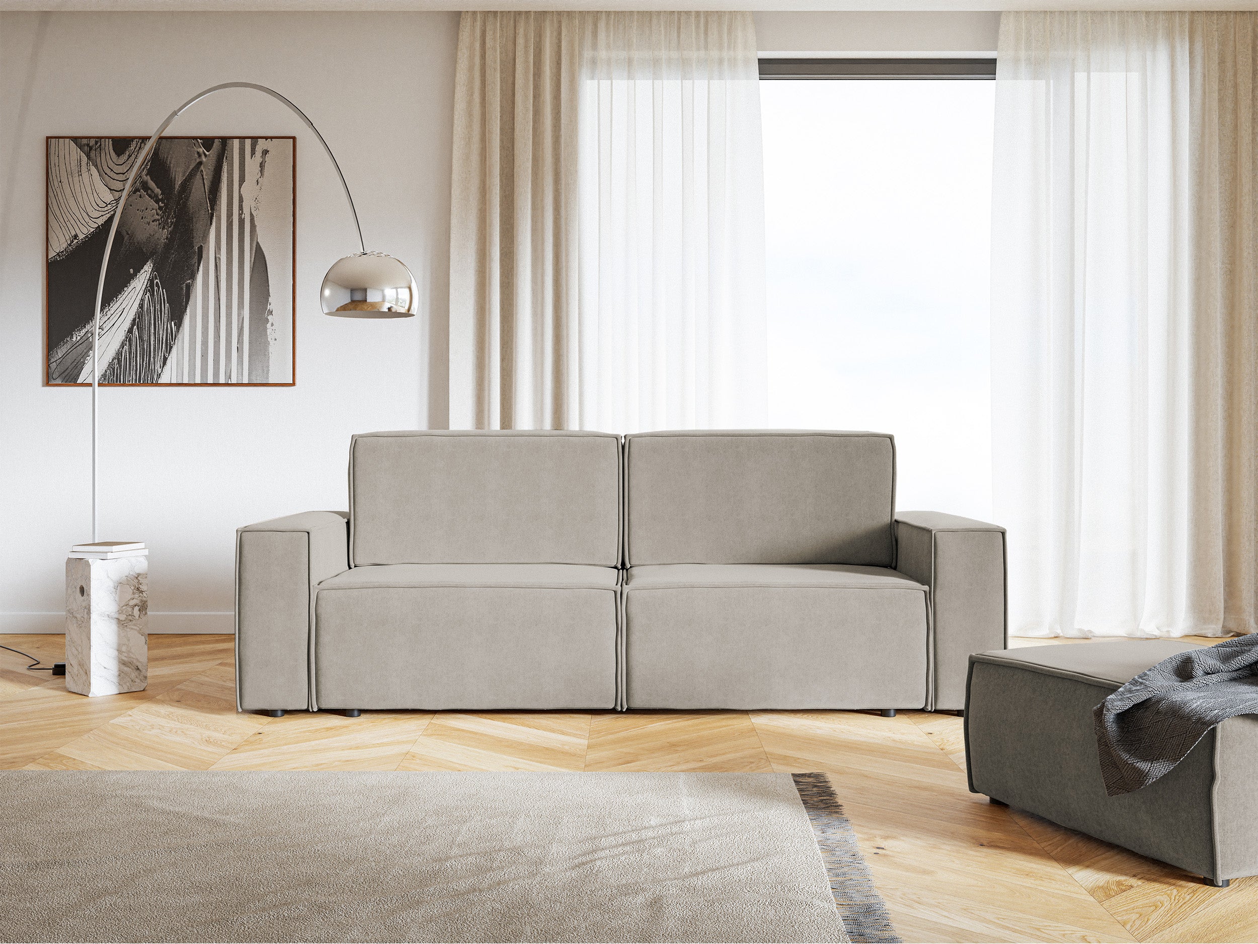 selsey-copertino-dreisitziges-schlafsofa-grau-beige-wasserabweisender-samtstoff image 2