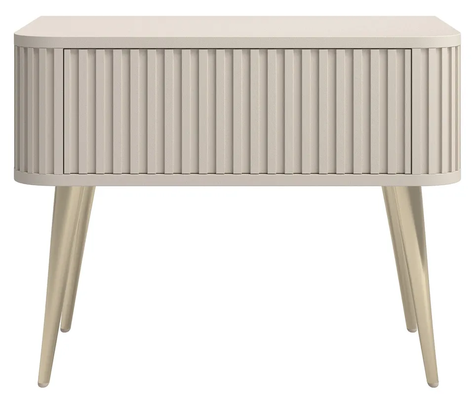 selsey-ovarlo-nachttisch-63-cm-mit-rillen-und-schublade-sandbeige-mit-goldenen-b image 1