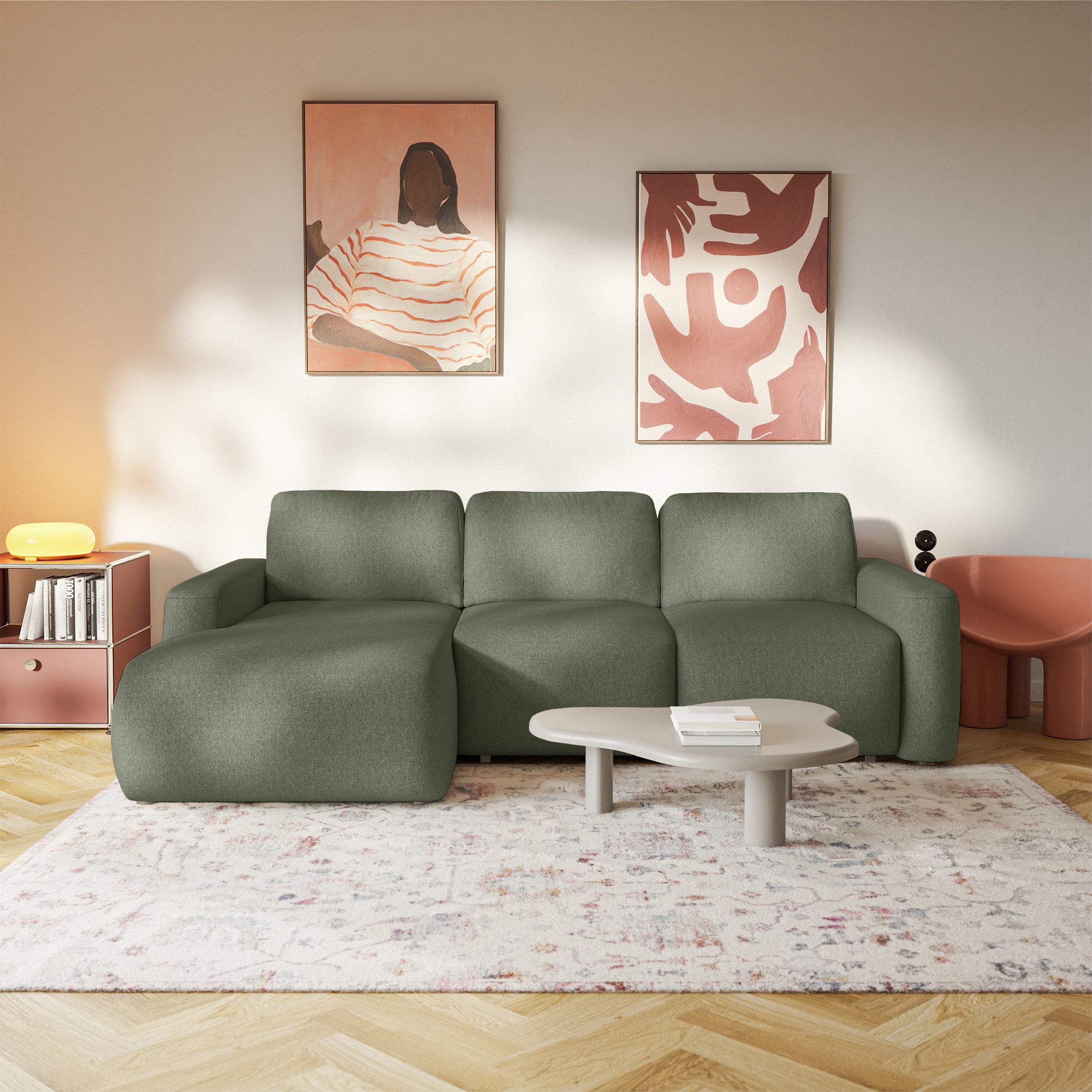 selsey-carnos-mini-ecksofa-links-l-form-olivgr-ner-chenille-mit-schlaffunktion image 2