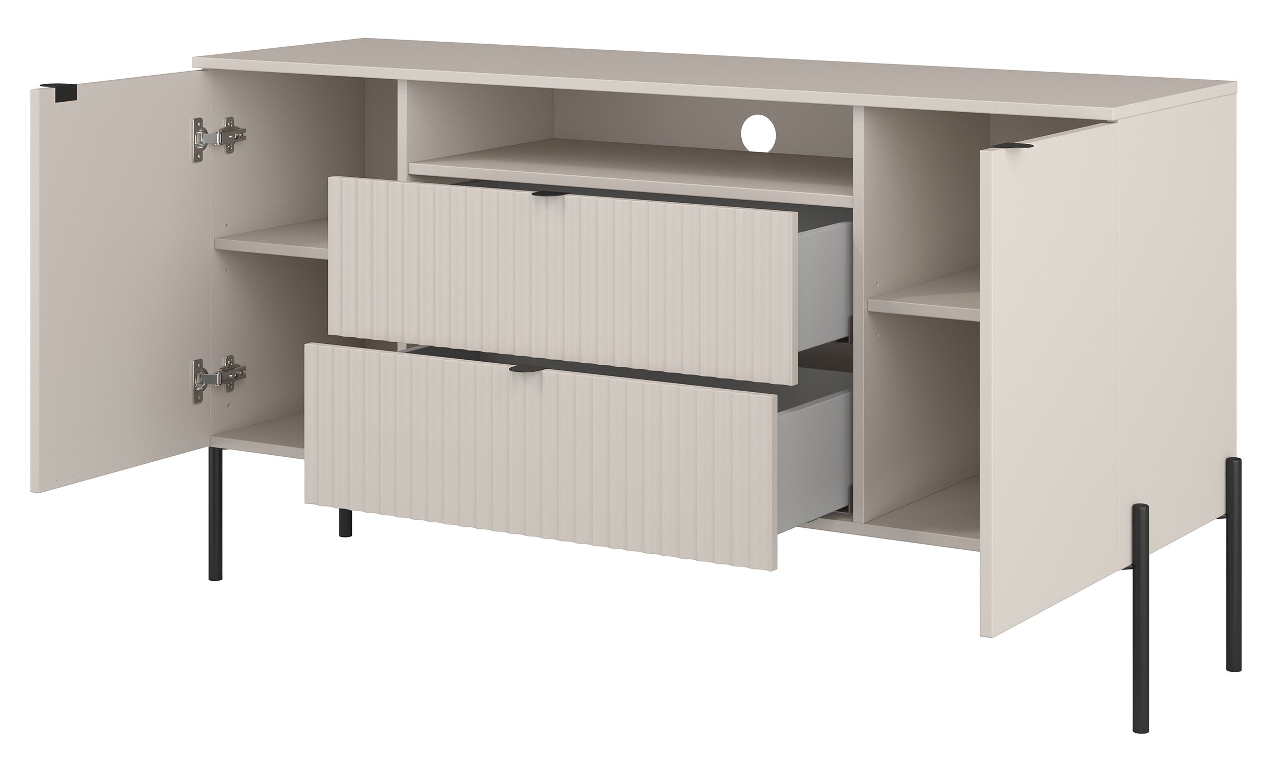 selsey-ore-kommode-140-cm-zweit-rig-mit-2-schubladen-kaschmir-mit-rillenfront image 3